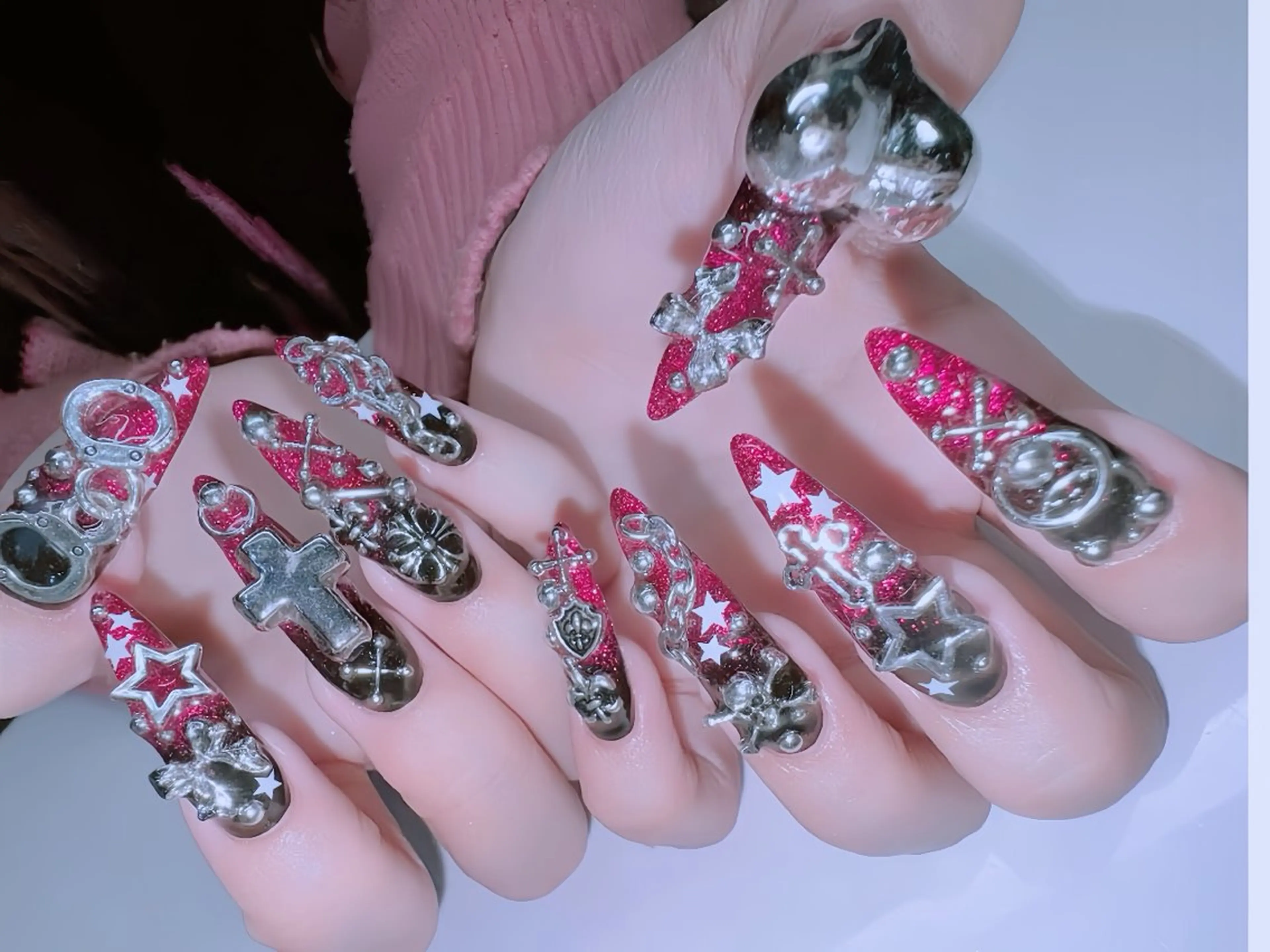 ネイル チークネイル フレンチネイル ラメ(グリッター) マグネットネイル ニュアンスネイル ハンドネイル Rin Nail 新大久保店のネイルデザイン