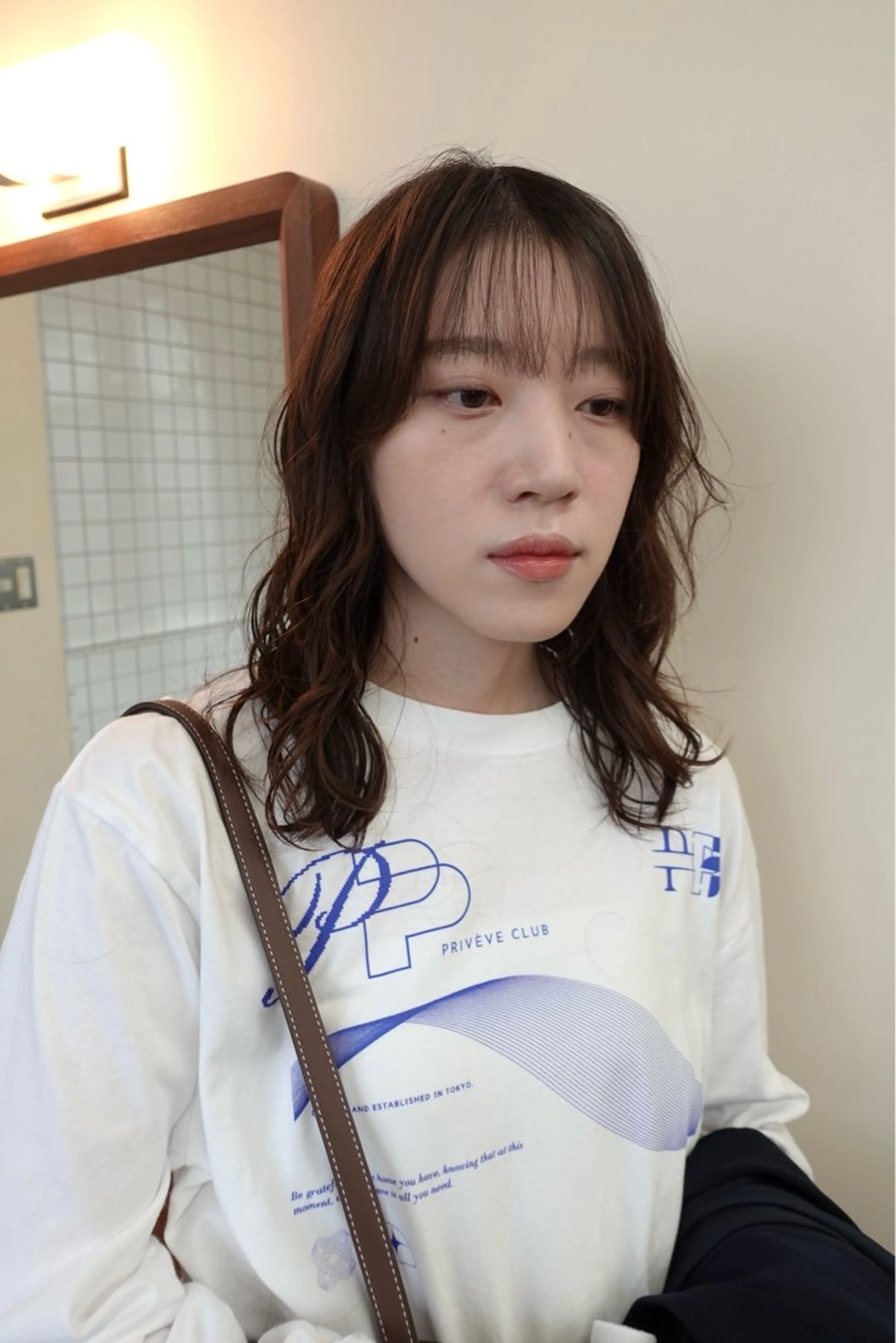 ミディアム カラー パーマ カット ヘアカラー パーマ ボブパーマ/パーマ ウルフパーマのヘアスタイル