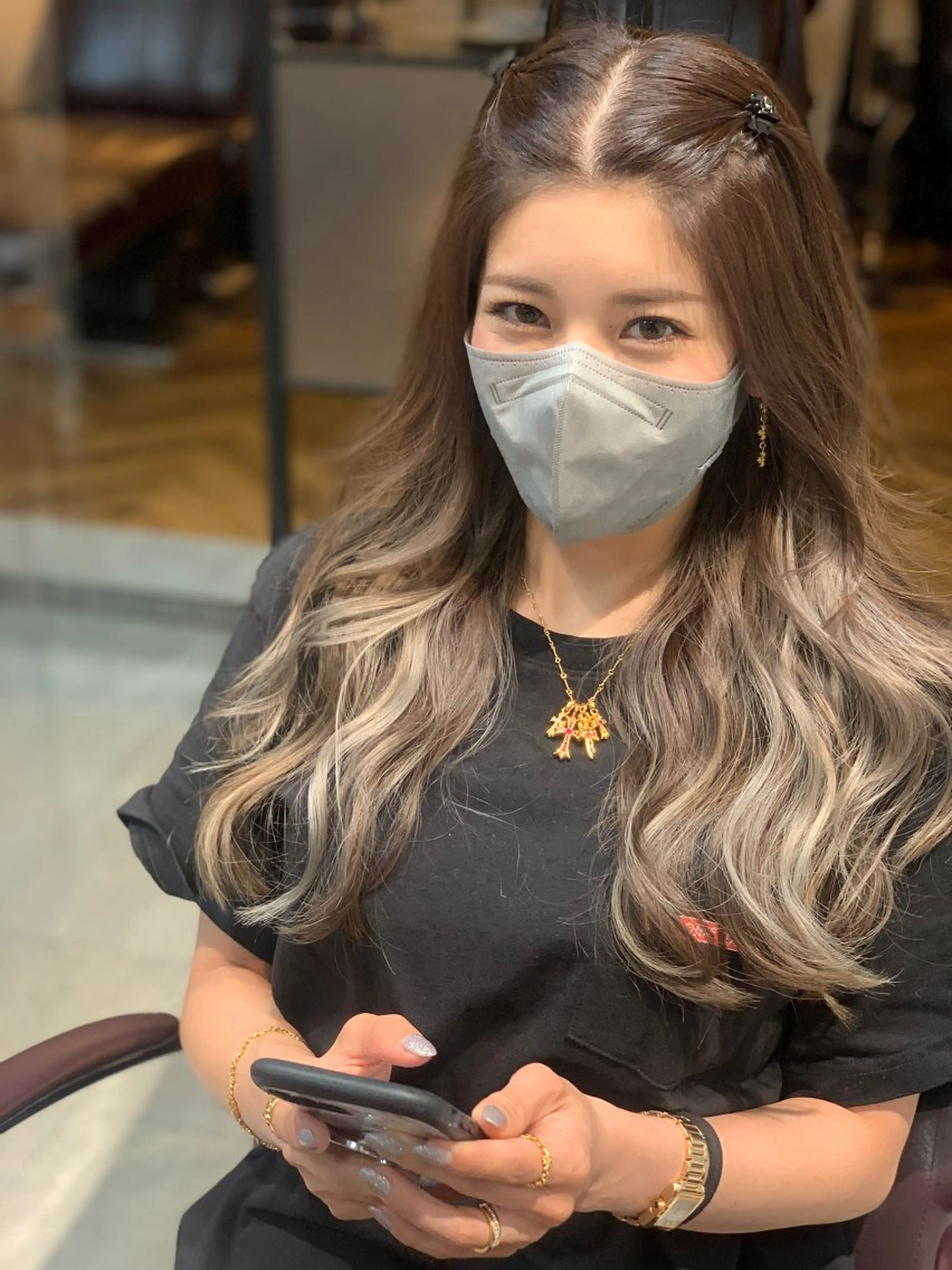 ロング カラー バレイヤージュ ハイライトカラー ハイライト レイヤーカット カット ヘアカラー トリートメント BRAIDS💎愛子 大人ハイライト💎のヘアスタイル