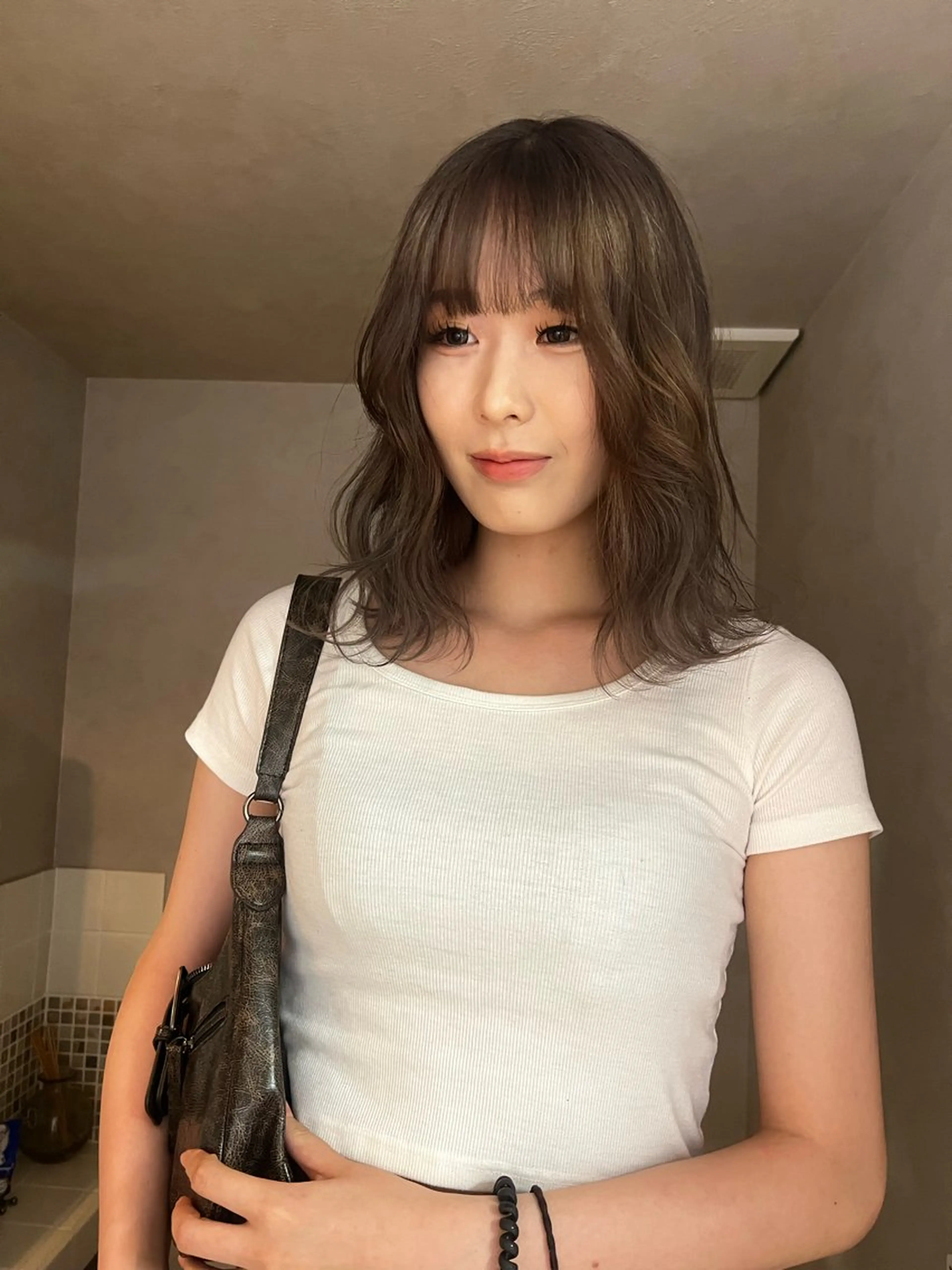 ミディアム カラー nishido ハイライト/メンズのヘアスタイル