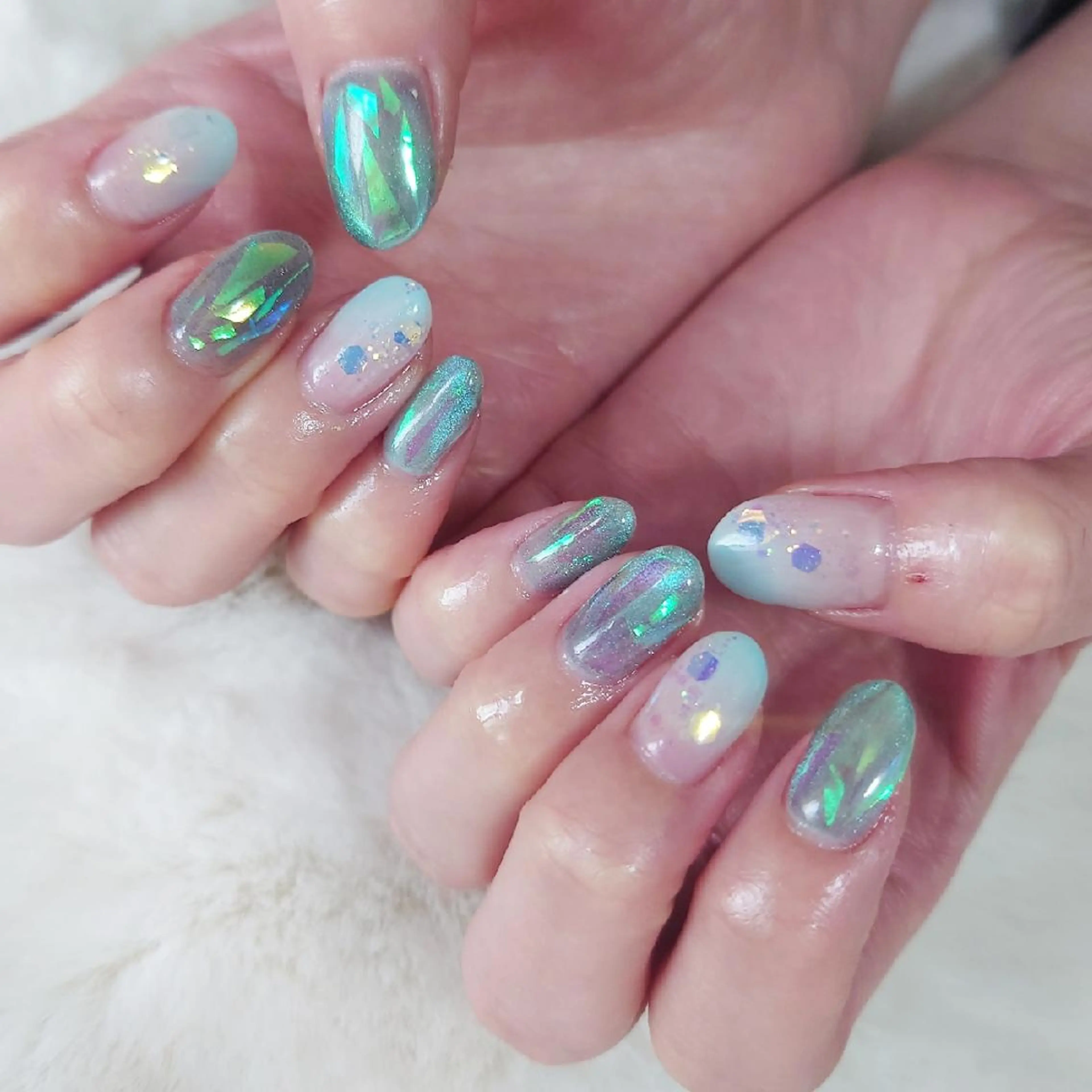 ネイル ブルー ハンドネイル NailSalon Kotillのネイルデザイン