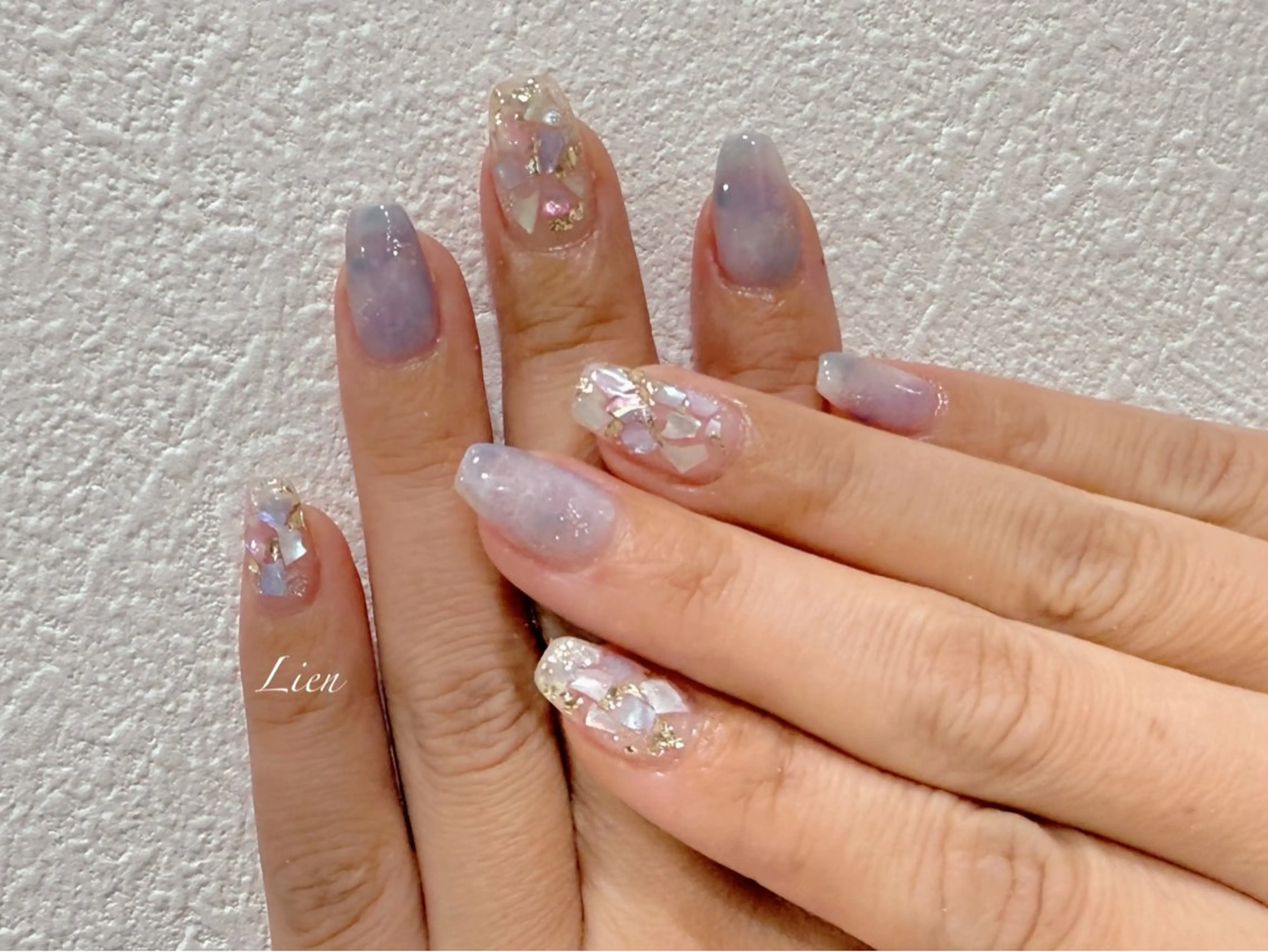 ネイル 長さ出し フットネイル フレンチネイル ジェルネイル ガラスフレンチ ハンドネイル Lien（リアン） 銀座駅6分のネイルデザイン