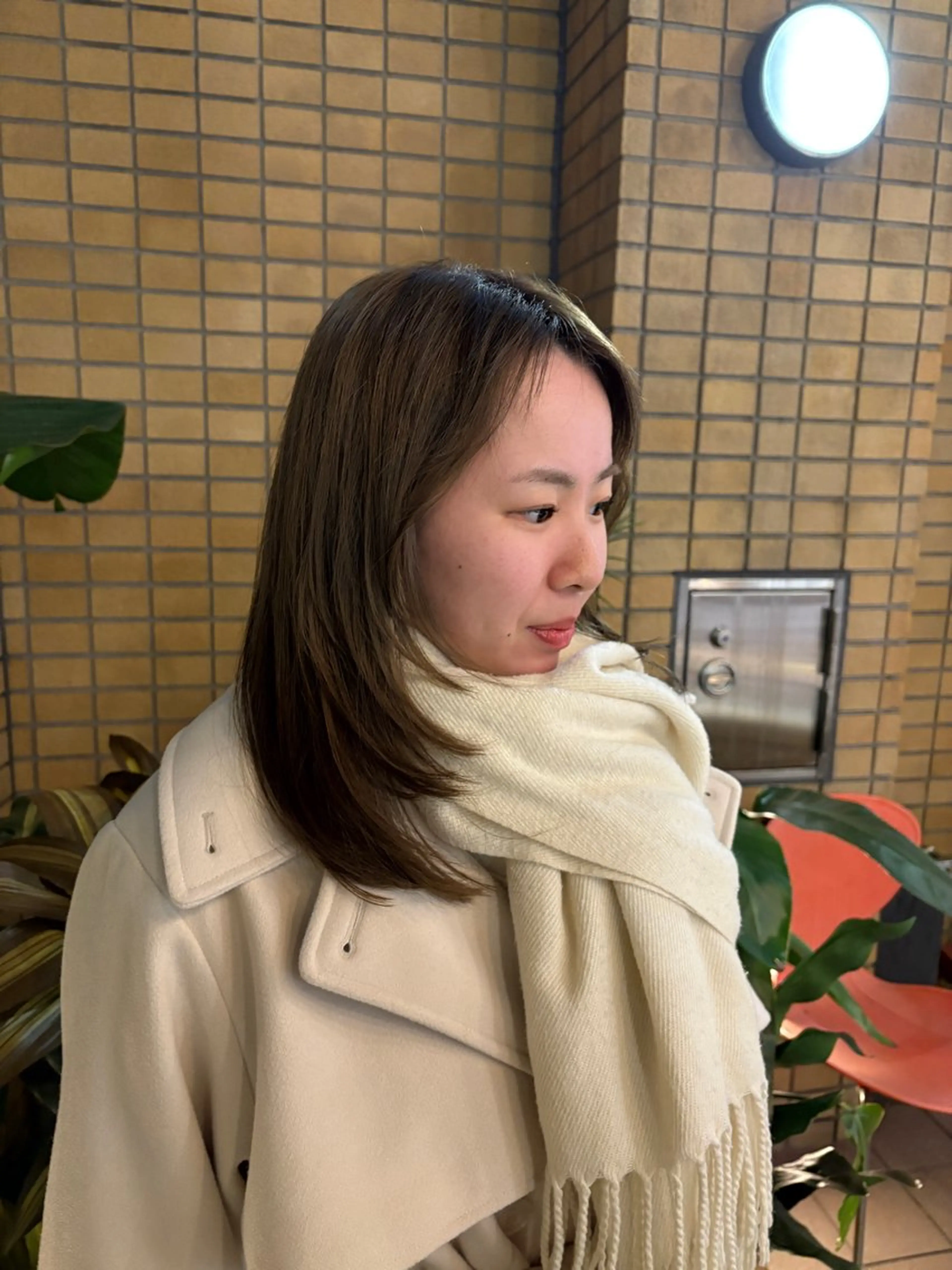 セミロング 顔まわりレイヤー 顔周りカット レイヤーカット HEIMER ミカド　サトル△のヘアスタイル