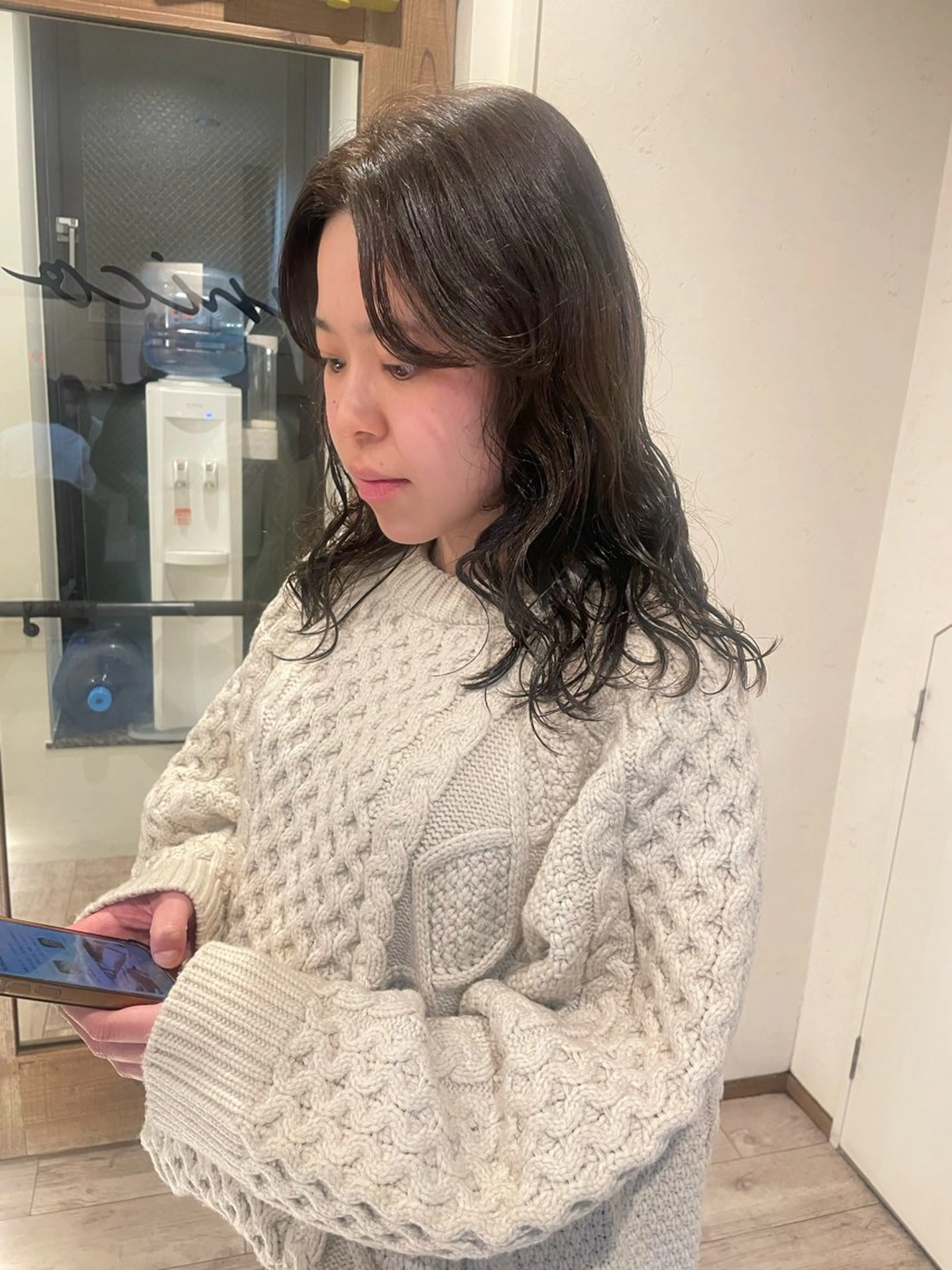 セミロング カラー セミロングパーマ カット ヘアカラー トリートメント 渋谷 留菜のヘアスタイル