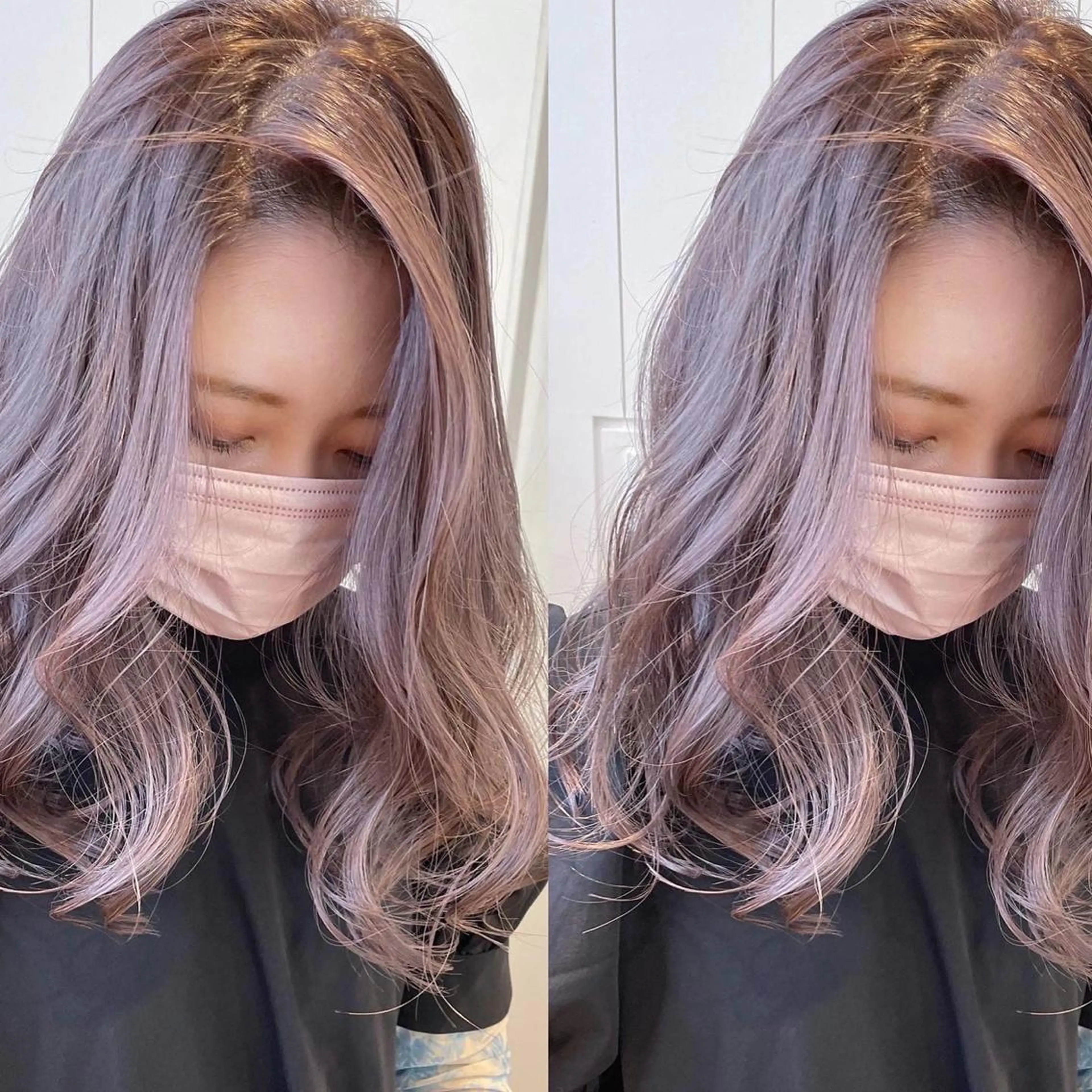 セミロング カラー カット ヘアカラー トリートメント ヘアセット 💜ハイトーン💛 マジカルかいちゃんのヘアスタイル