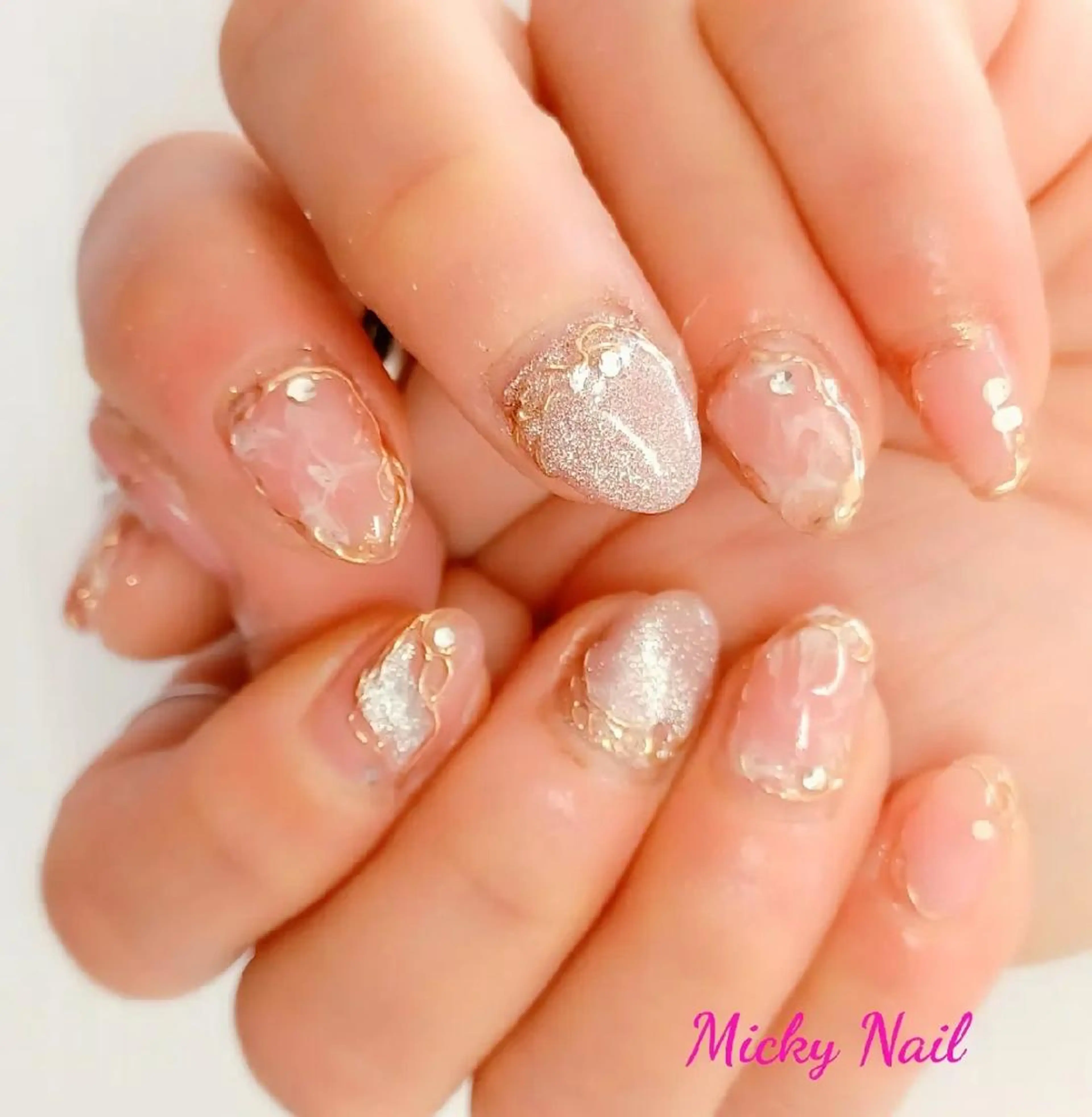 ネイル マグネットネイル ピンク Micky nail chikushinoのネイルデザイン