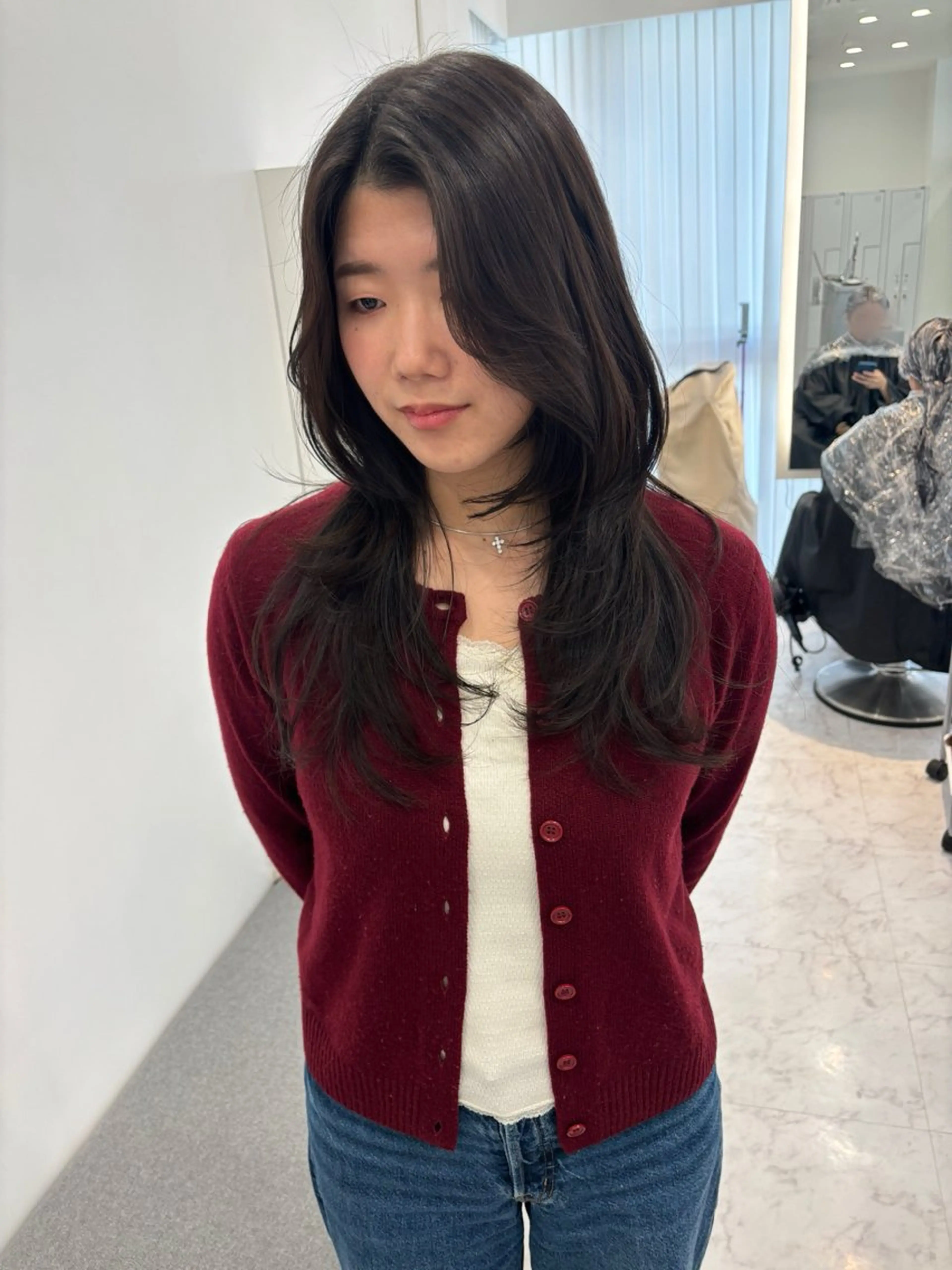 ロング カラー オリーブグレー 韓国風ヘア カット ヘアカラー トリートメント レイヤーカット🎀 kanaのヘアスタイル