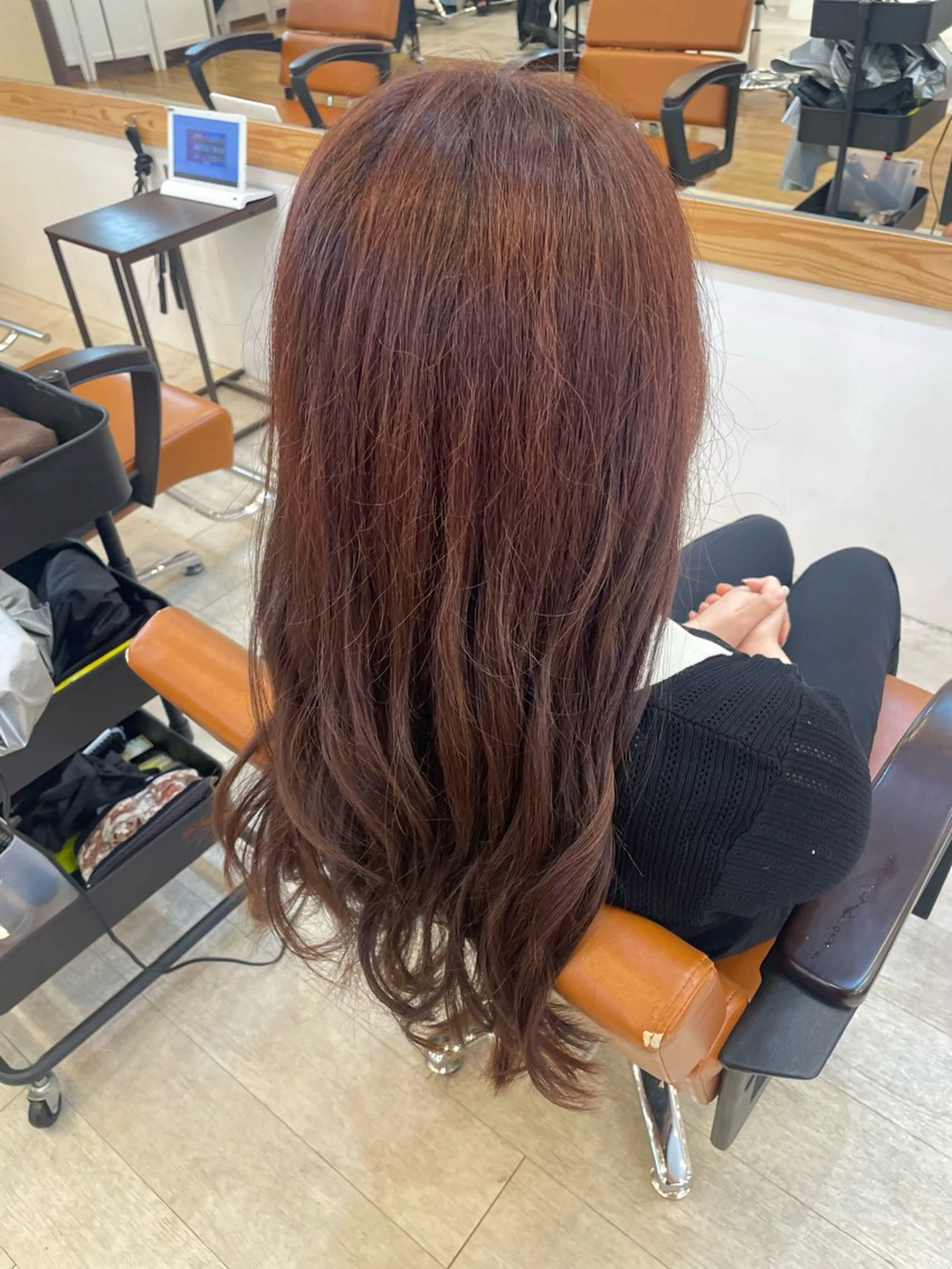 ロング カラー ブラウンカラー オレンジ カット ヘアカラー すずな🎀 ⠀のヘアスタイル