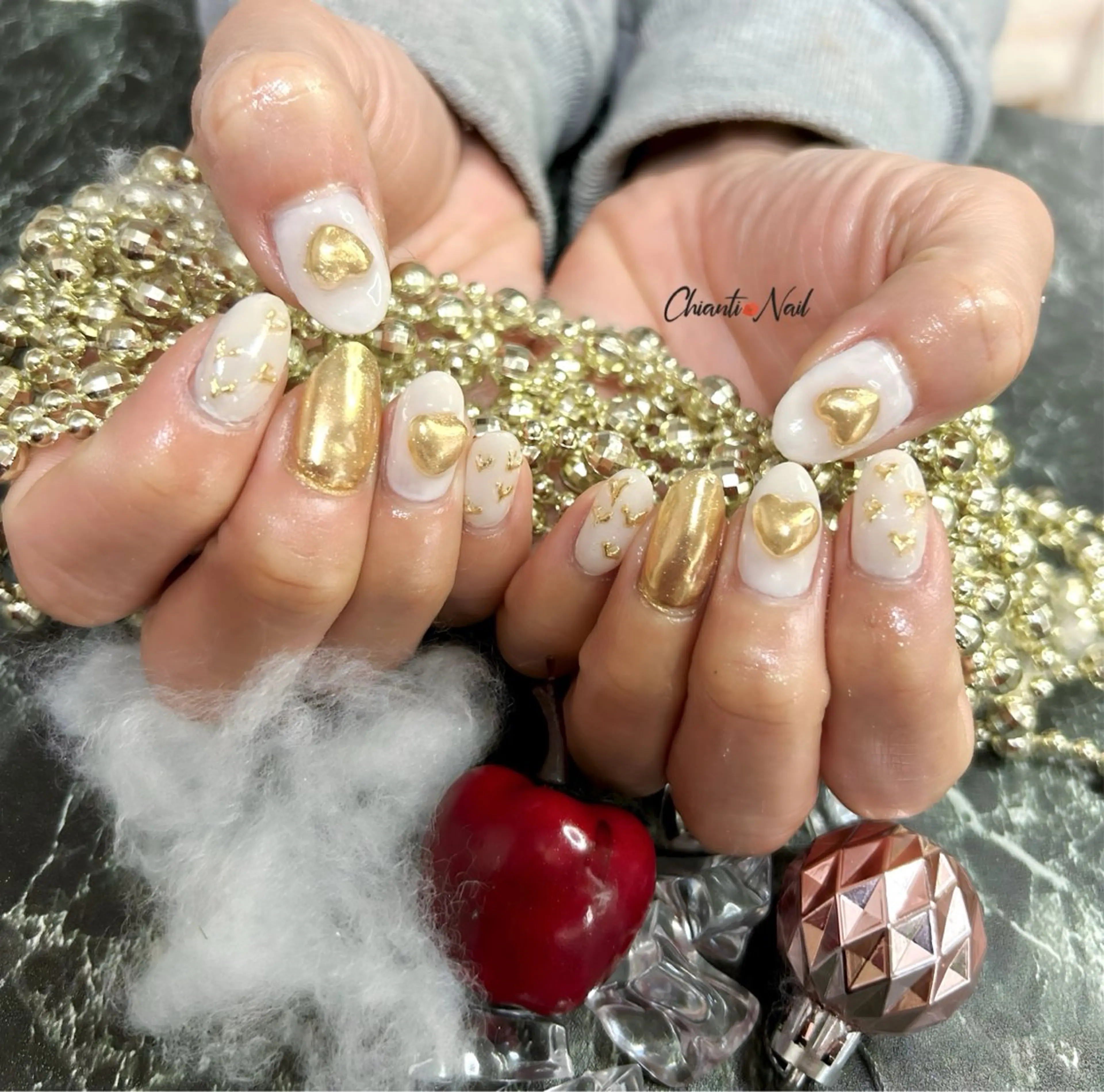 ネイル ハート ミラーネイル Chianti Nailのネイルデザイン