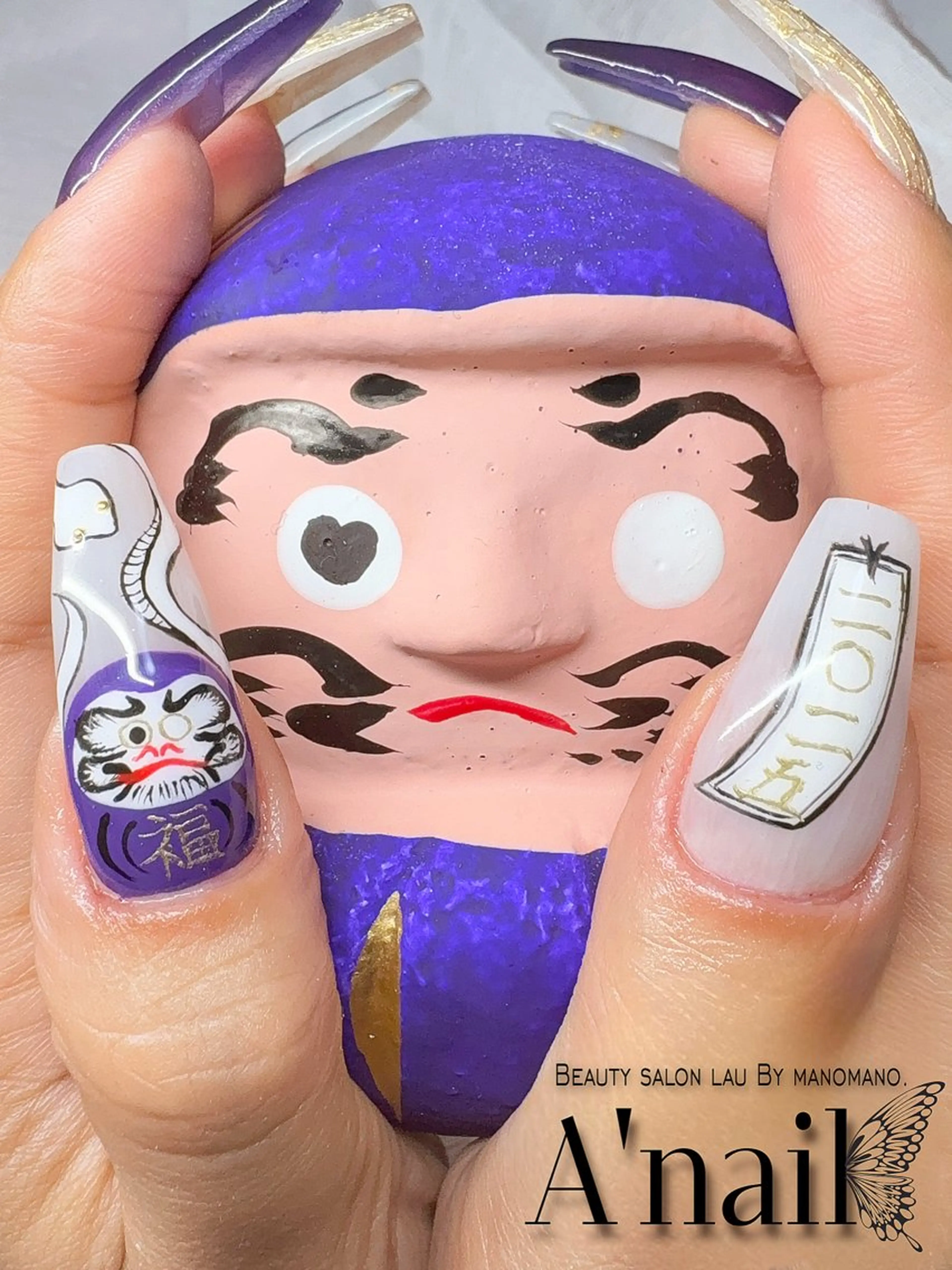 ネイル アートネイル 長さ出し ラウバイマノマノ✧ ARISSA🦋💜のネイルデザイン