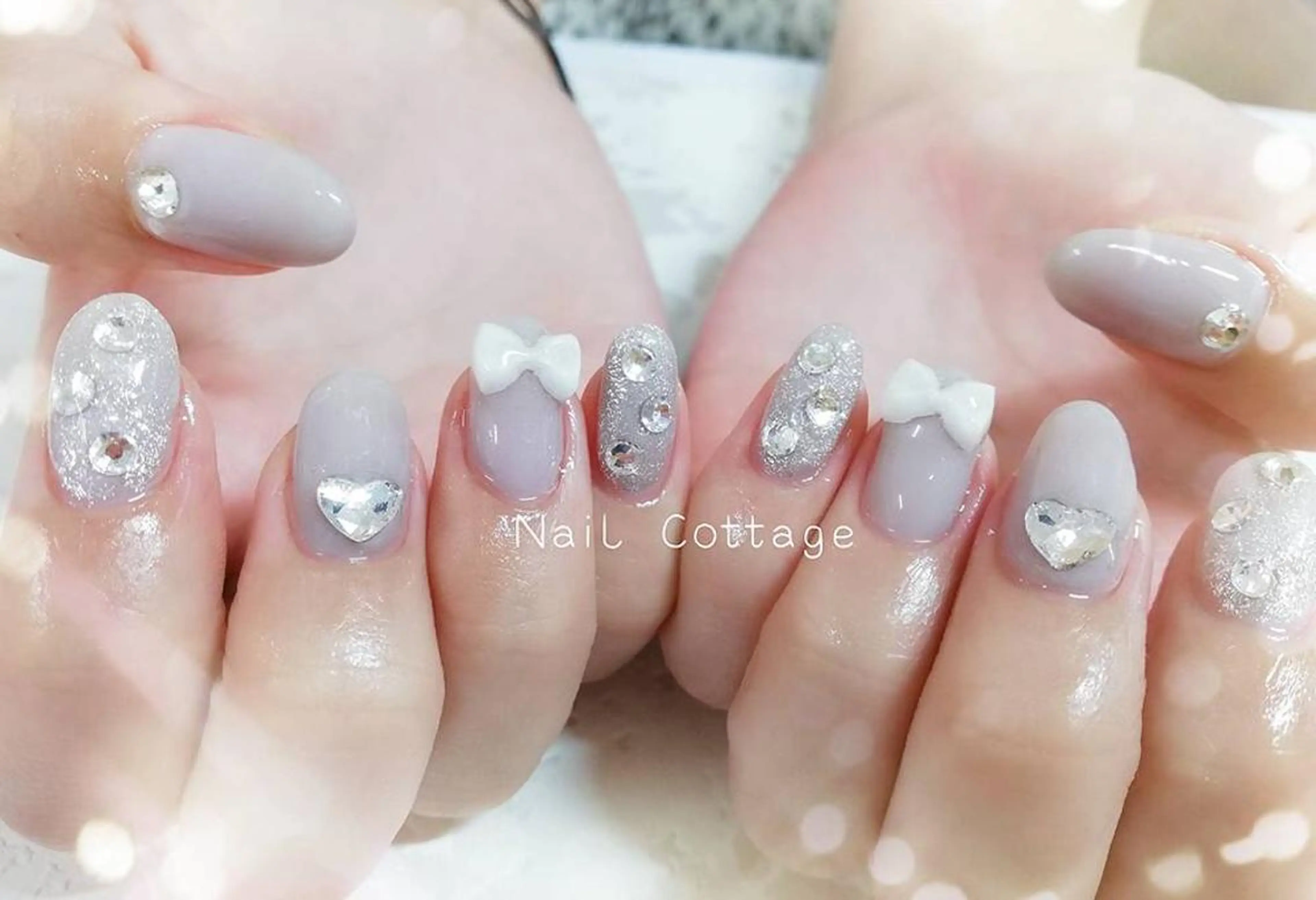 ネイル アートネイル ハート キラキラネイル 韓国ネイル ハンドネイル Nail cottageのネイルデザイン