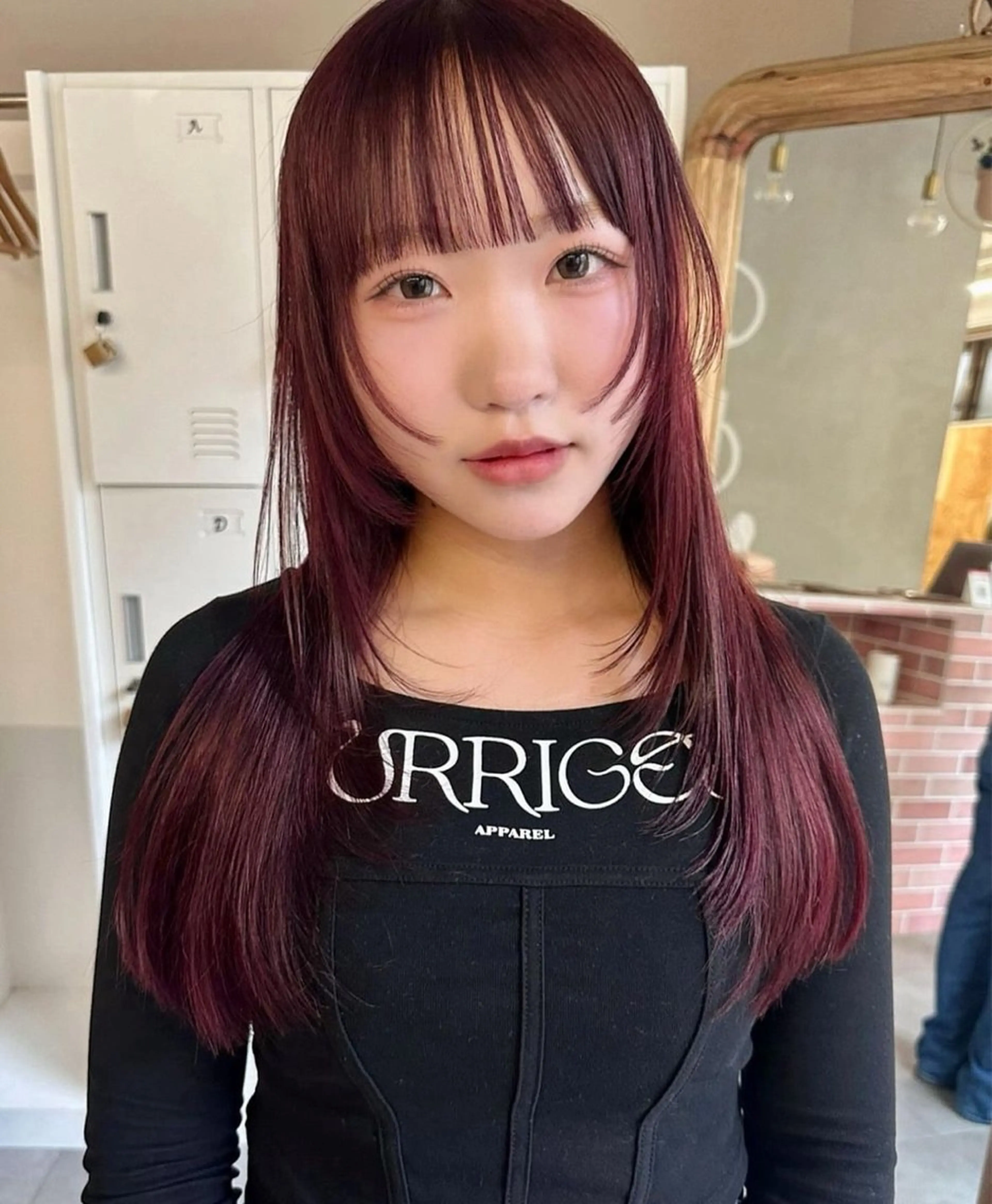 カラー ブリーチ ブリーチなしカラー レッドカラー ハイトーン縮毛/暖色 なーな🎀🤍のヘアスタイル