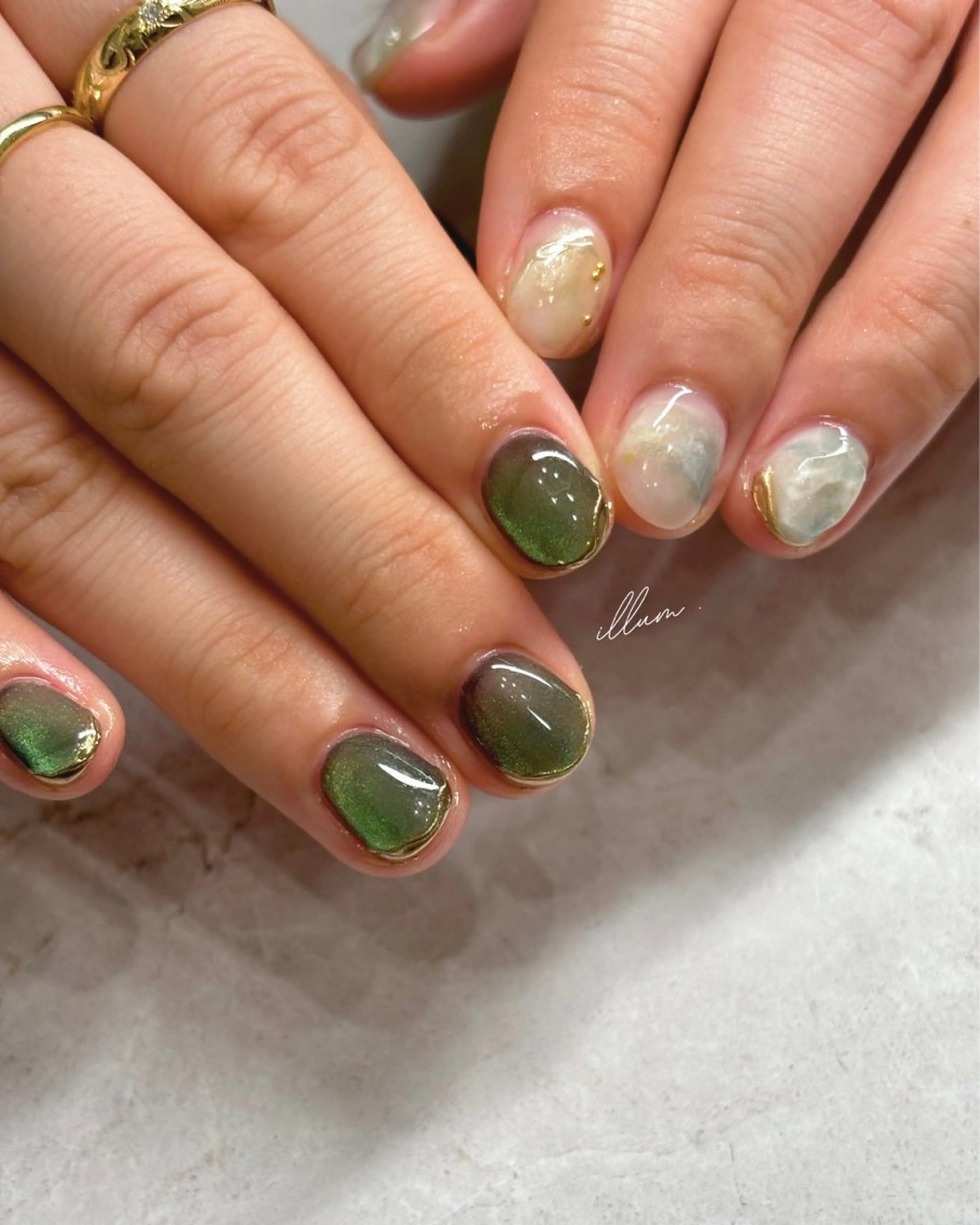 キッズ ネイル ジェルネイル マグネットネイル ミラーネイル ニュアンスネイル オフィスネイル ハンドネイル illum hicariのネイルデザイン