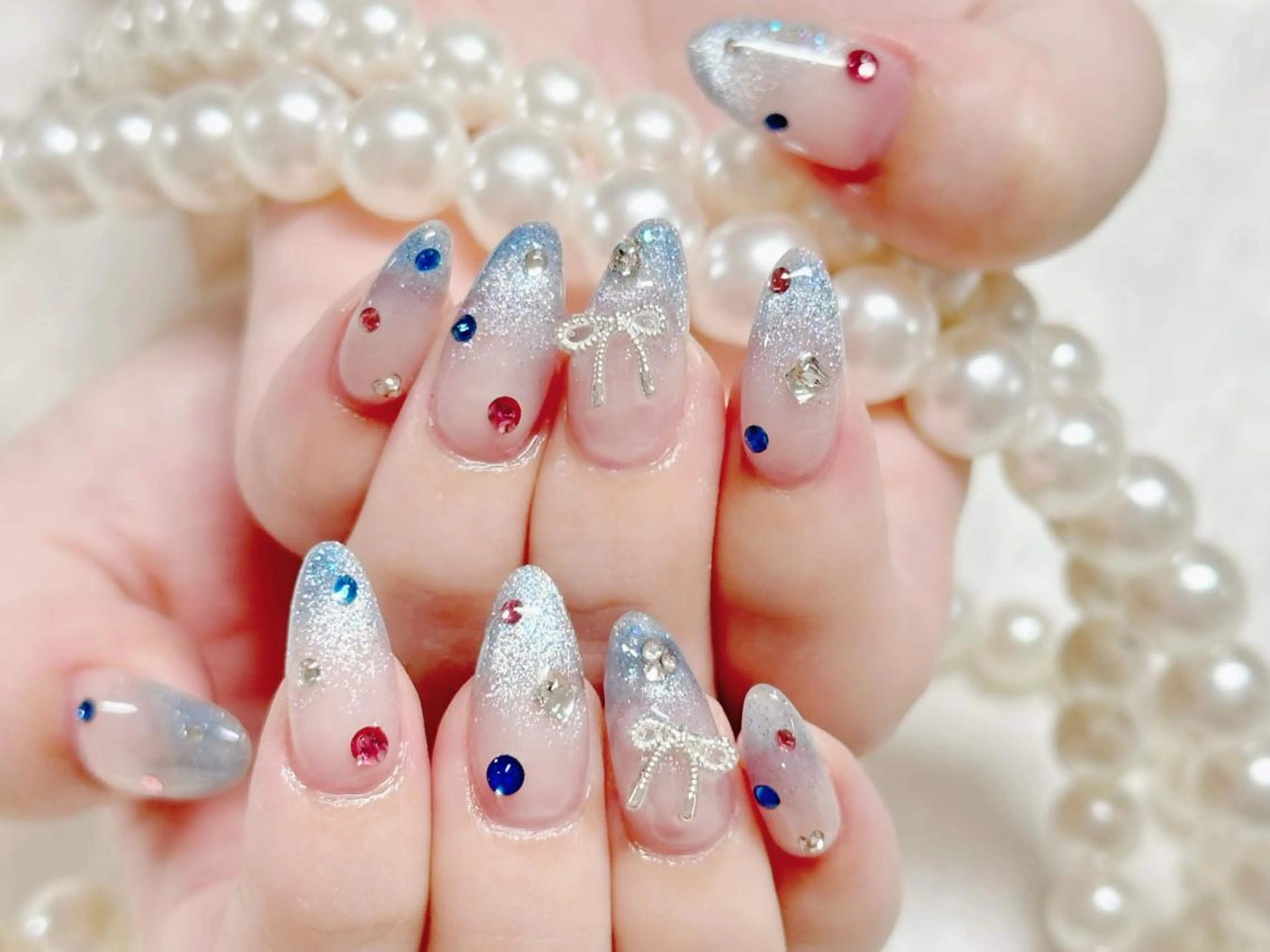 ネイル アートネイル クリアネイル 成人式 長さ出し フラッシュネイル ハンドネイル Ru na🍳のネイルデザイン