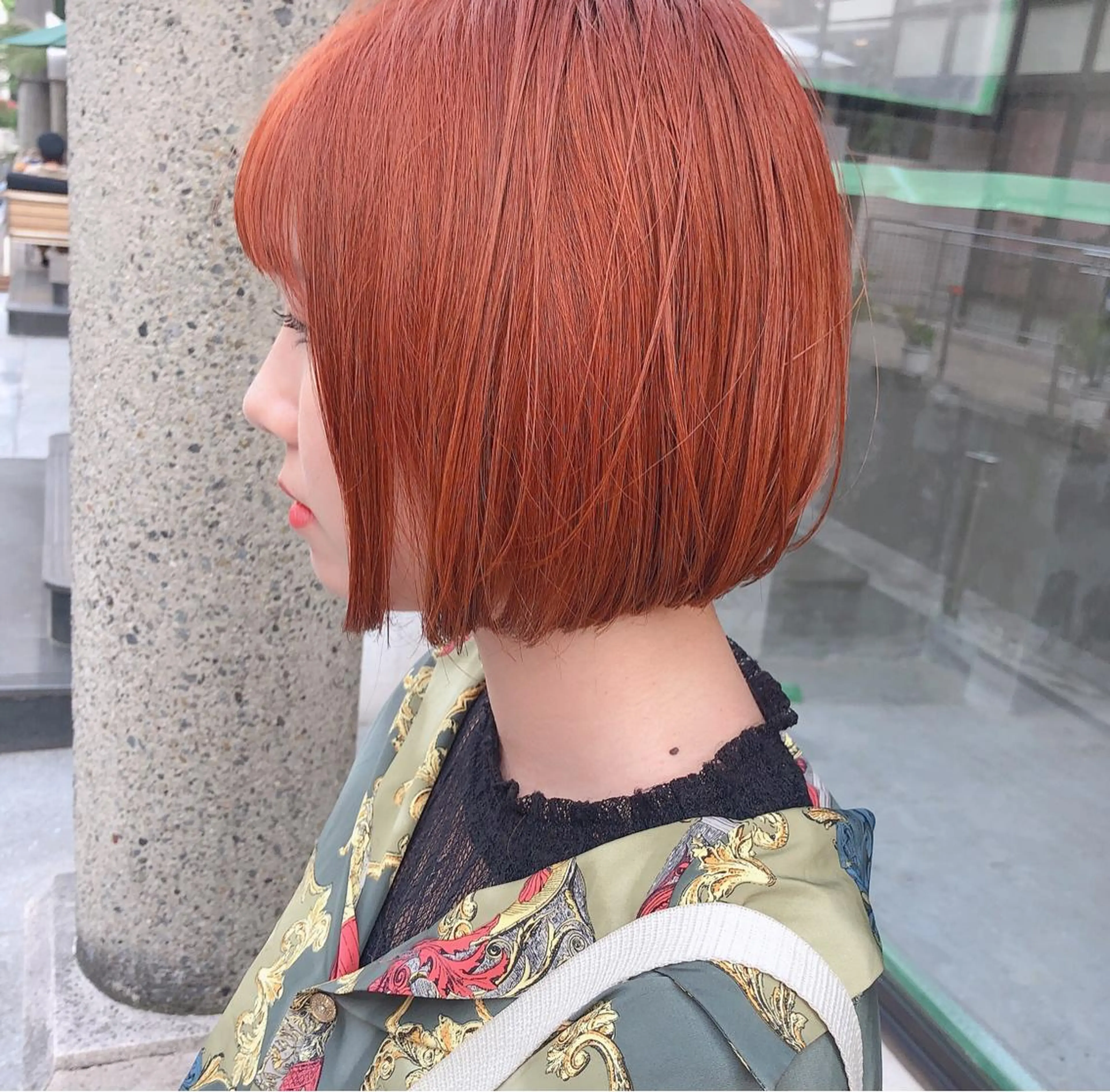 ショート カラー ヘアアレンジ ベージュカラー オレンジ オレンジベージュ ボブ 透明感カラー× レイヤーカット✨高梨のヘアスタイル