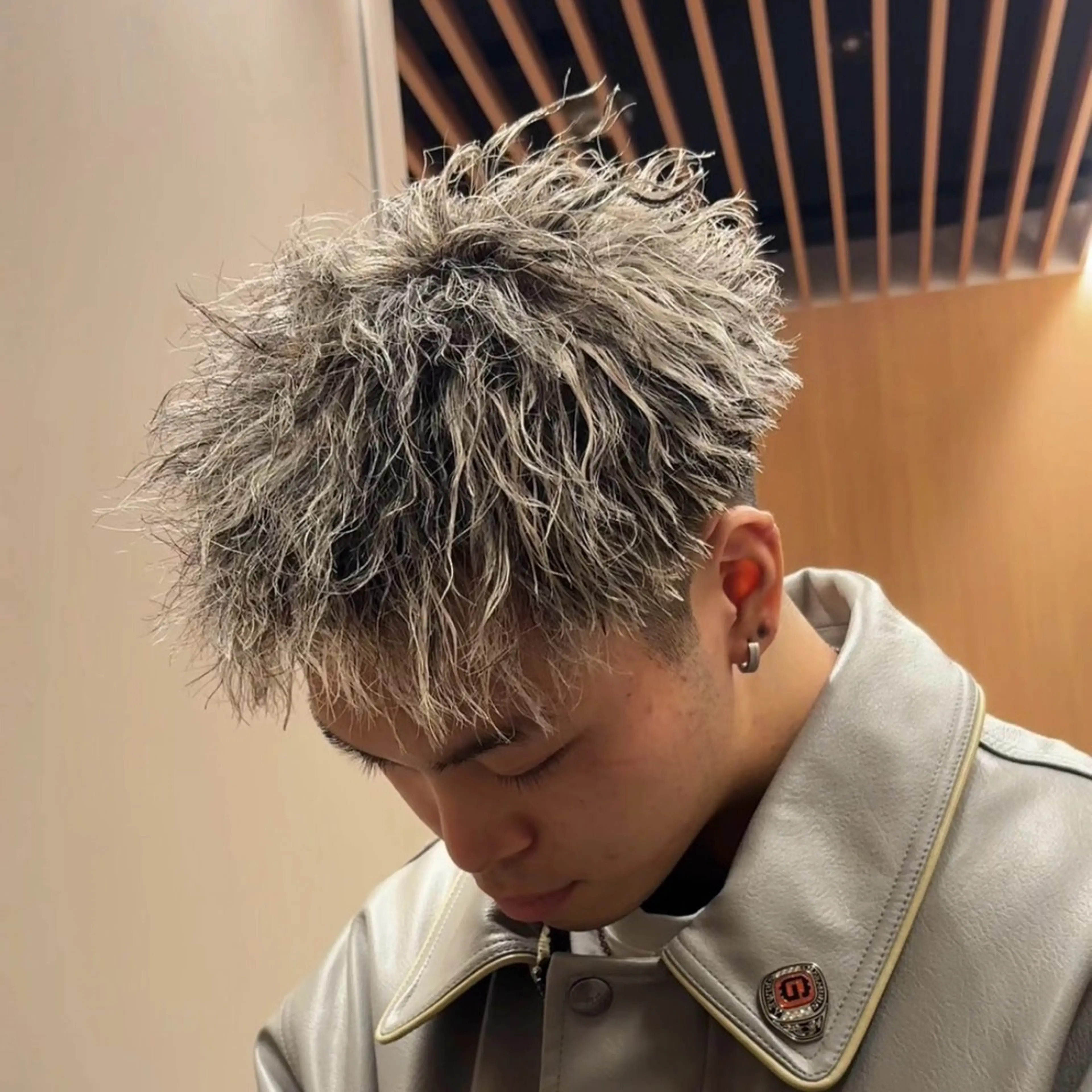 カラー パーマ メンズ 💋ホワイトメッシュ /パーマ/メンズ💋のヘアスタイル