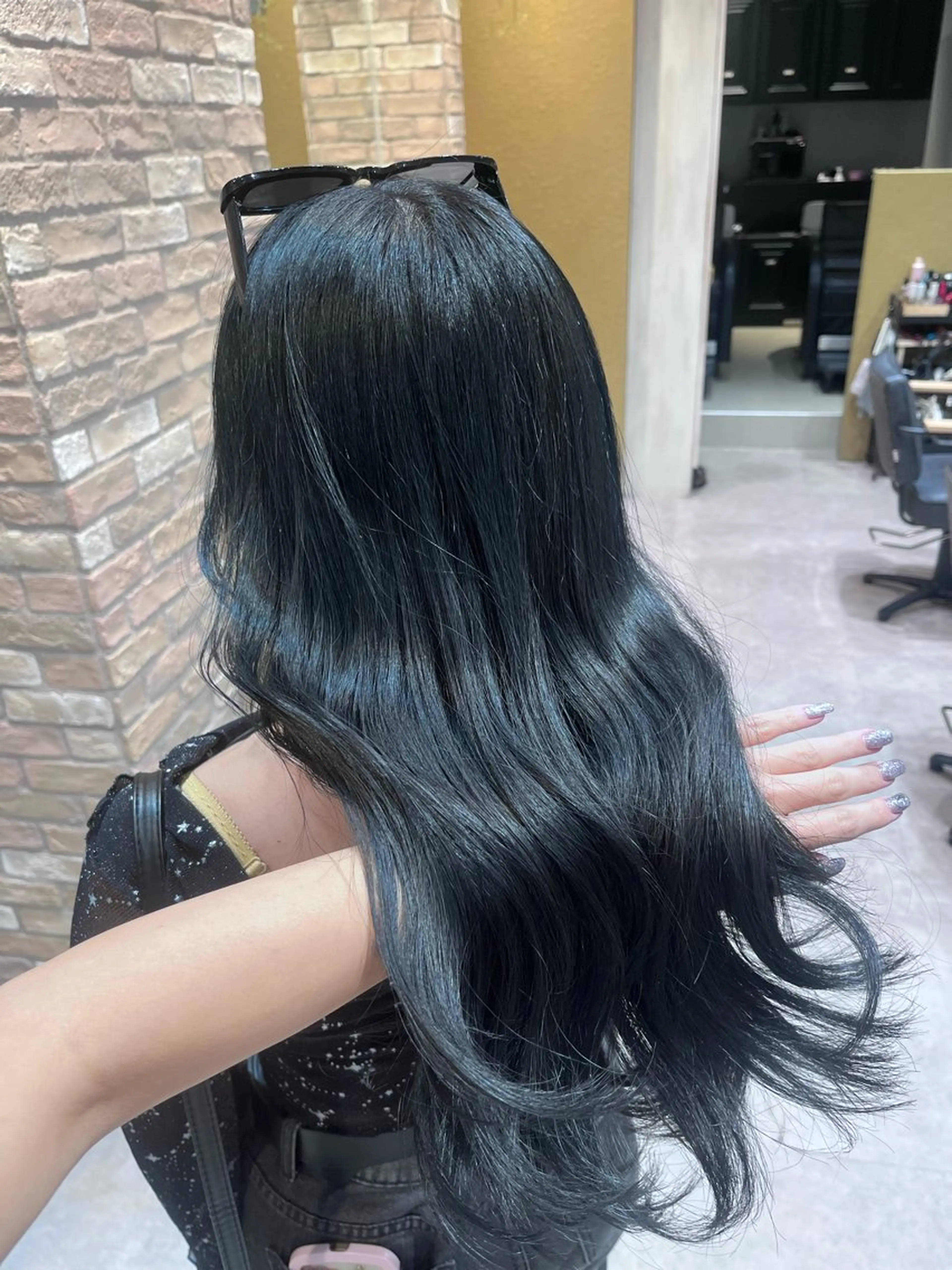 ロング カラー 黒髪 ブルーカラー ブルーブラック ヘアカラー 🩶レイナ🩶 color/nailのヘアスタイル