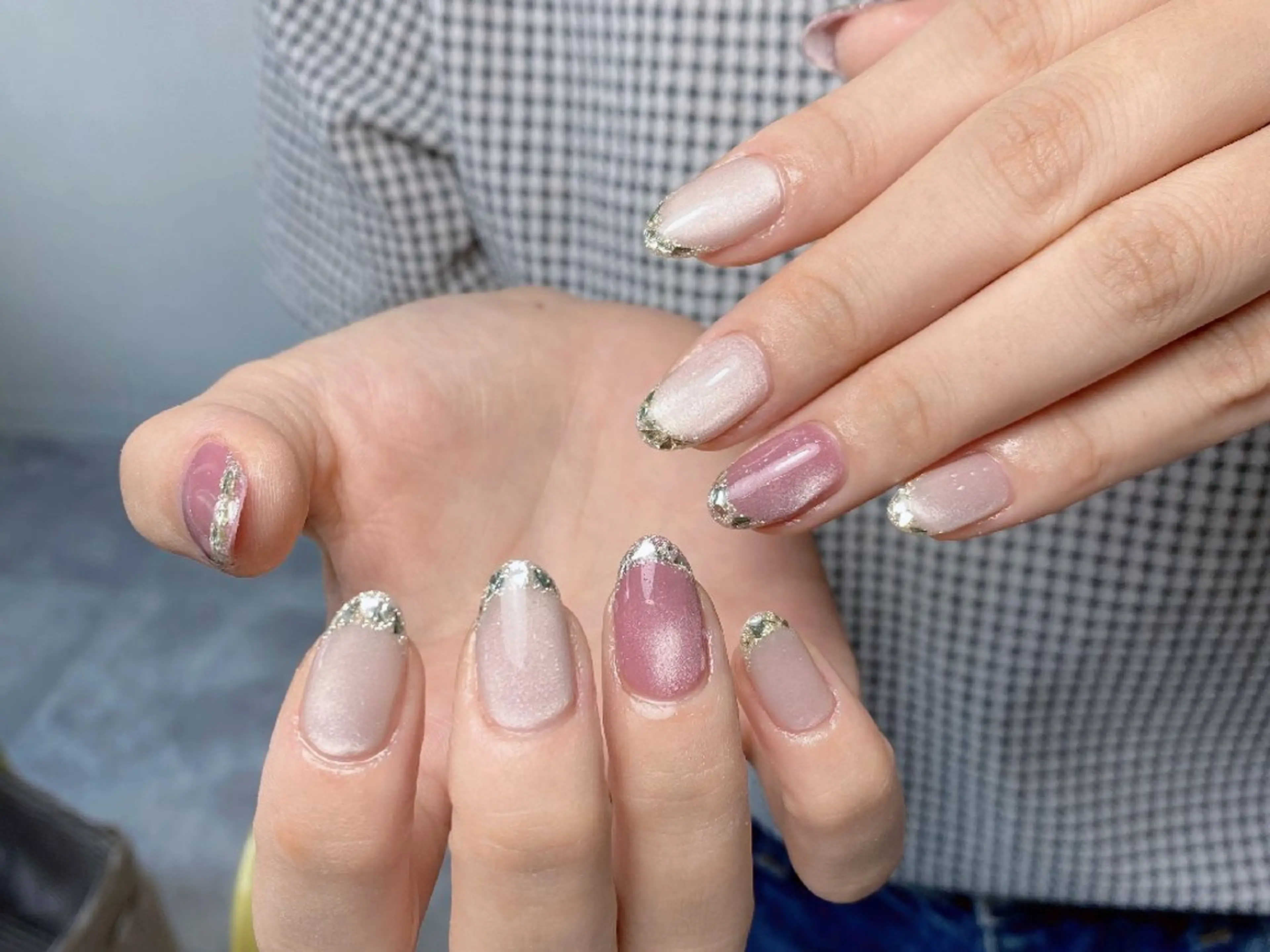 ネイル フレンチネイル ガラスフレンチ マグネットネイル ハンドネイル UM Nail Salonのネイルデザイン