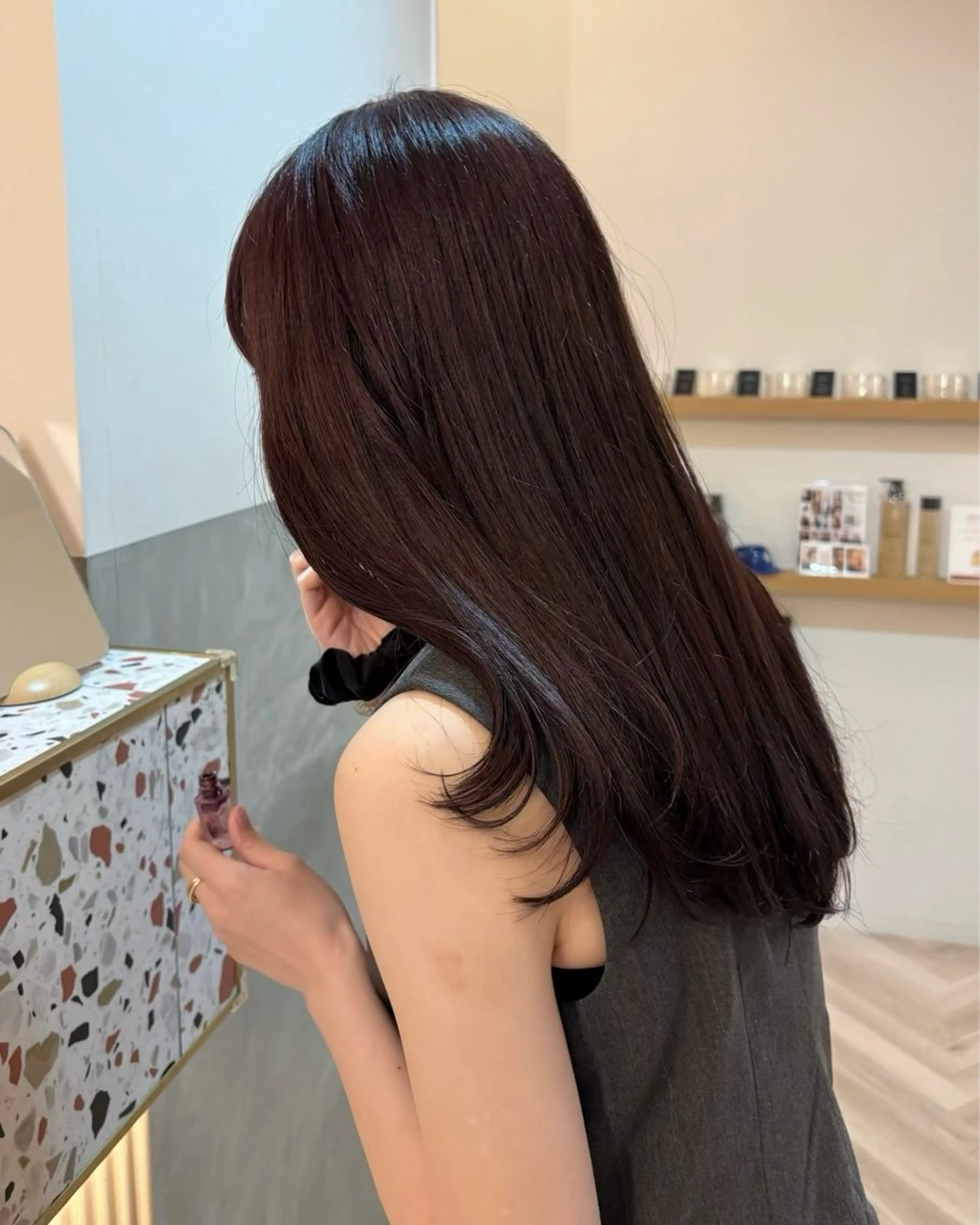 ミディアム カット ヘアカラー トリートメント 似合わせ/透明感 /レイヤー/りほ🤍のヘアスタイル