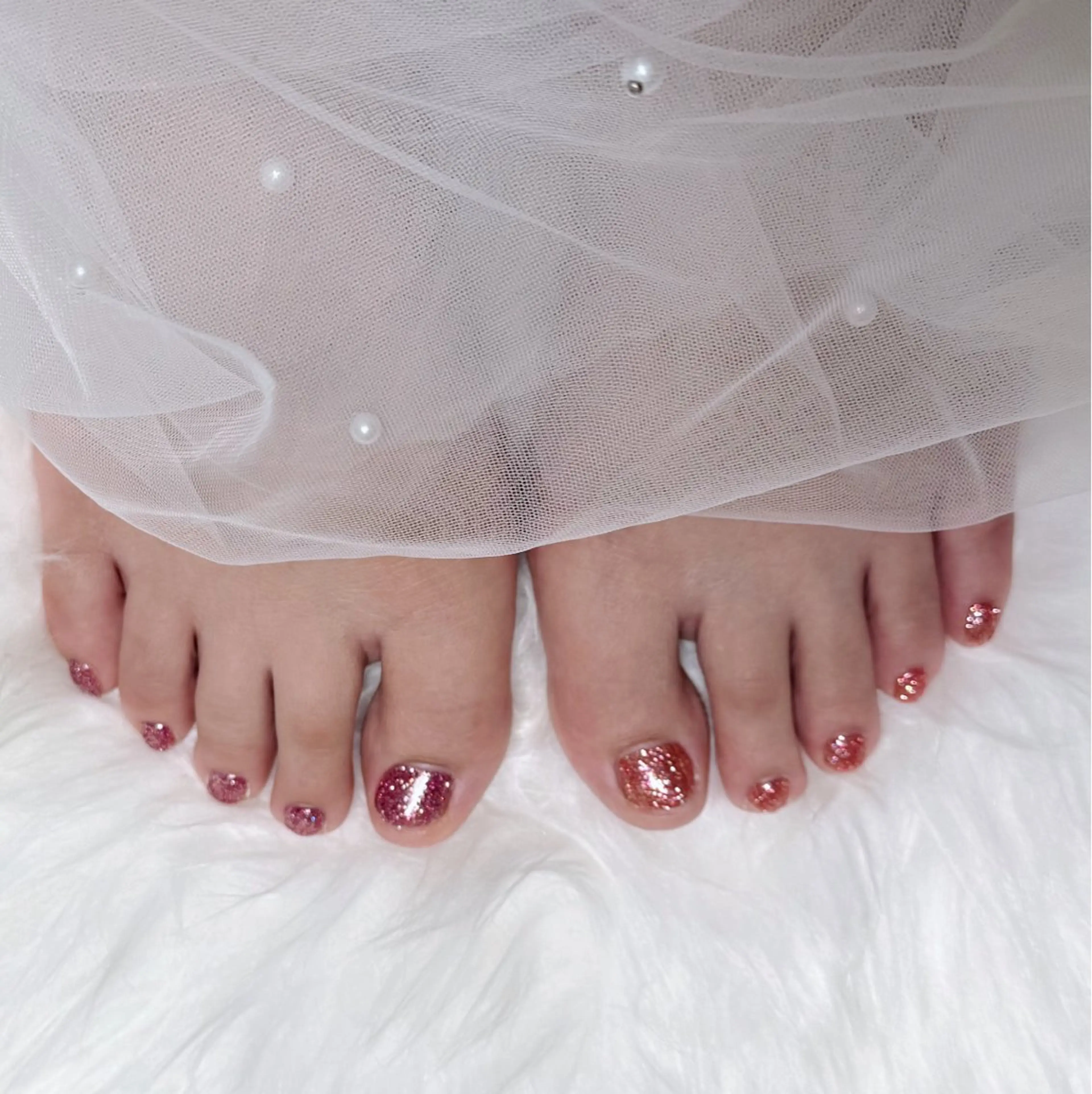 ネイル キラキラネイル ラメ(グリッター) フットネイル Lemonail _mkのネイルデザイン