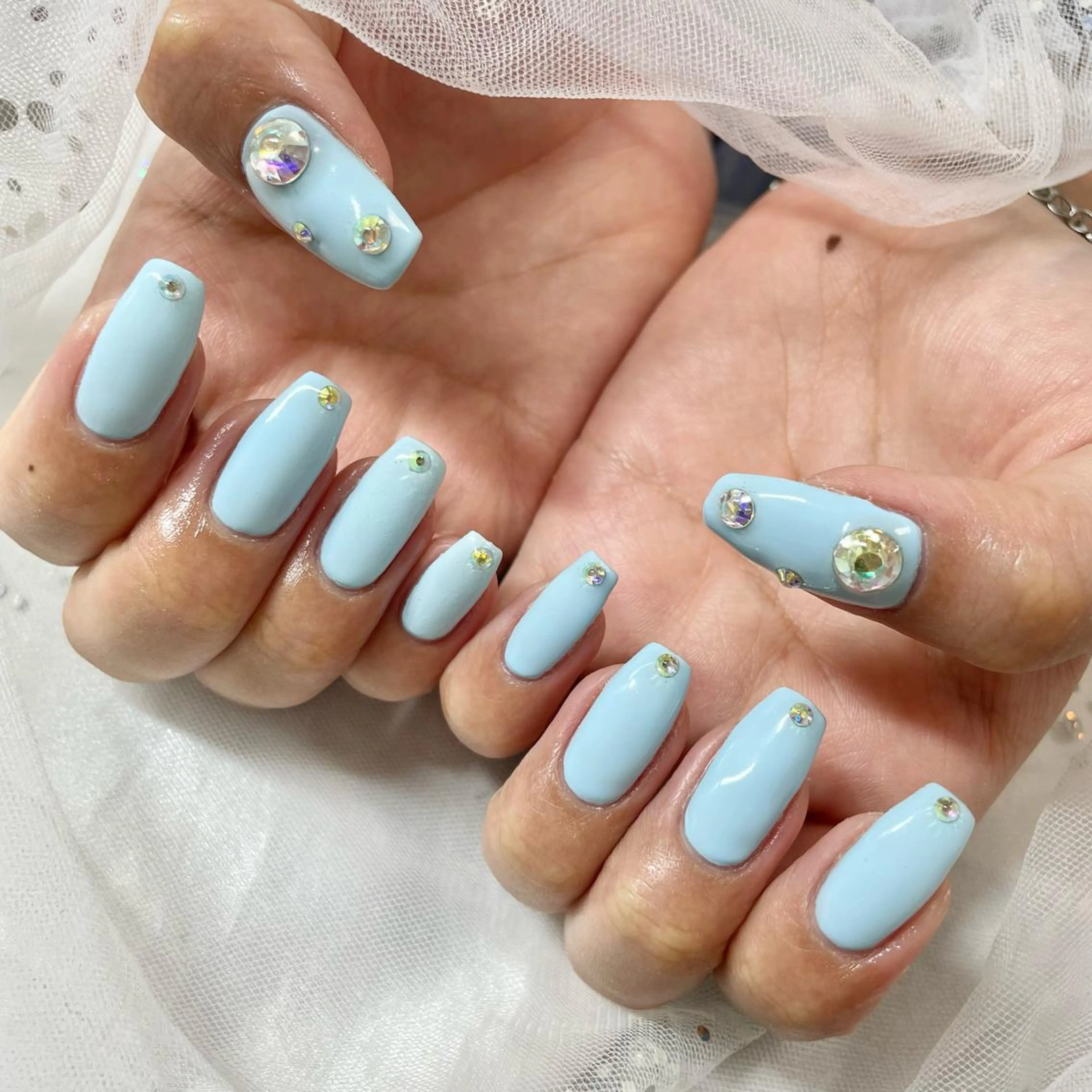 ネイル 水色 ハンドネイル フットネイル 🎀AYAKO 🎀中韓ネイルのネイルデザイン