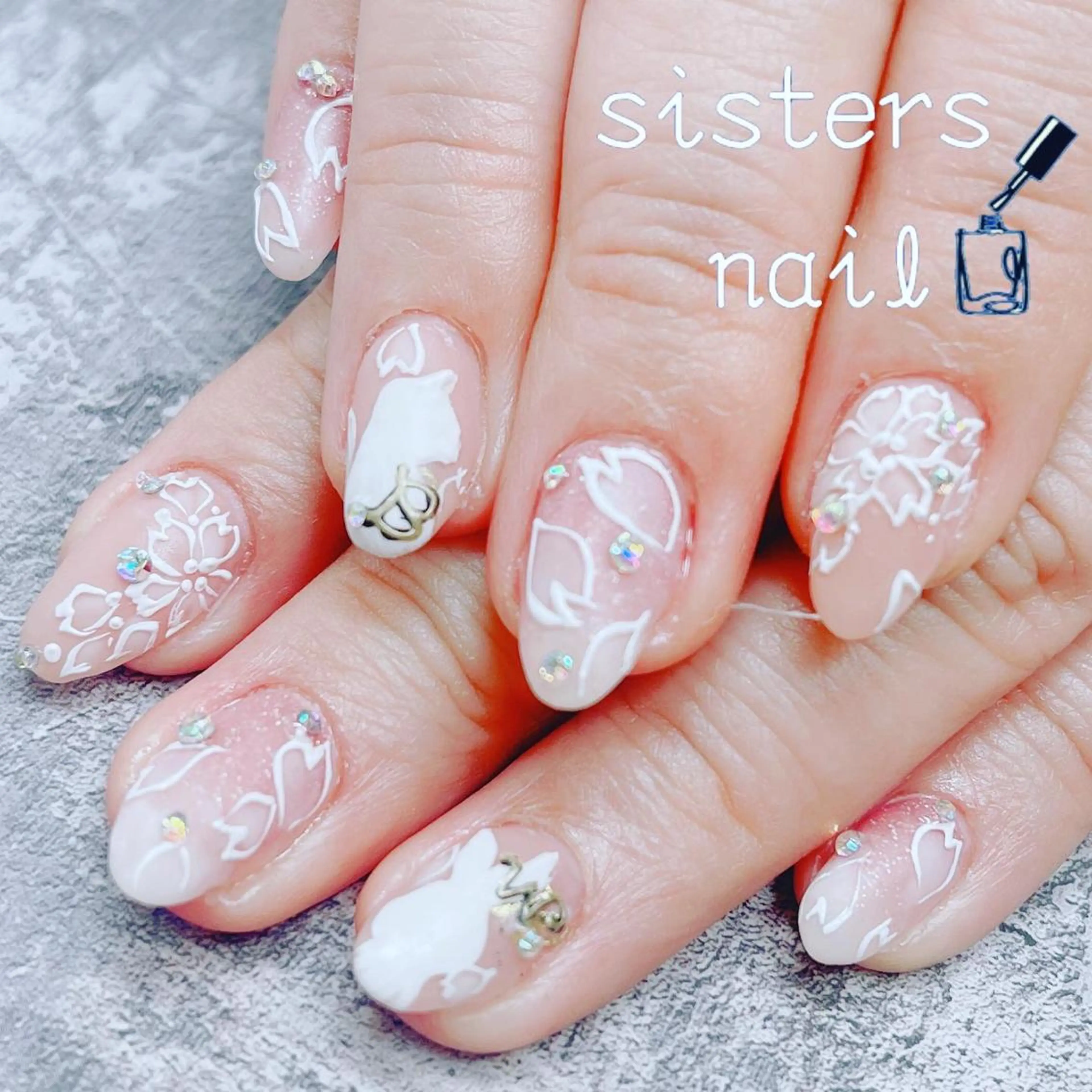 ネイル アートネイル 桜ネイル フラワーネイル グラデーション マットネイル ハンドネイル ハンドケア sisters nail.fのネイルデザイン