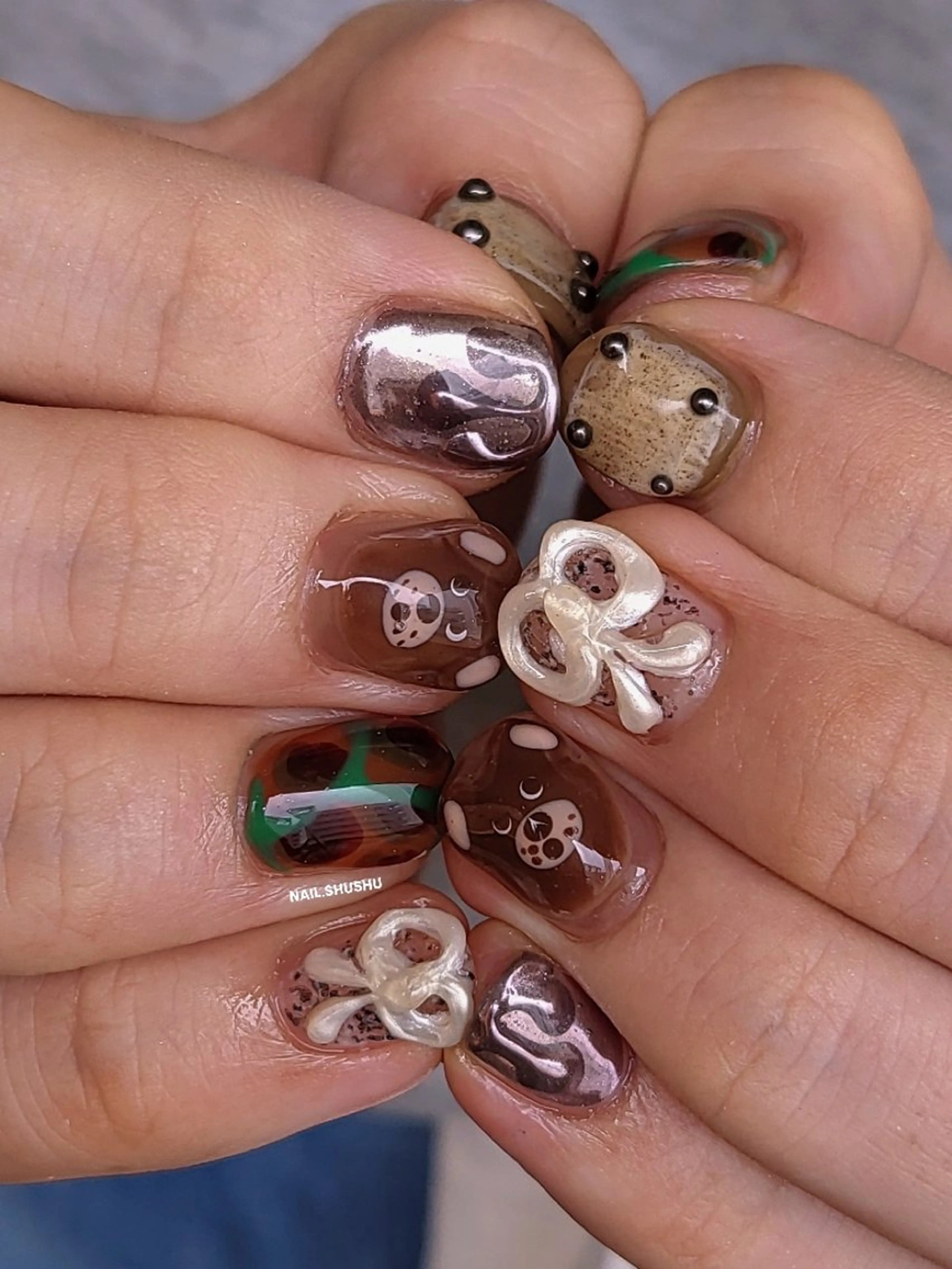 ネイル ハンドネイル 3dパーツ/流行り 👧shushu❤️のネイルデザイン