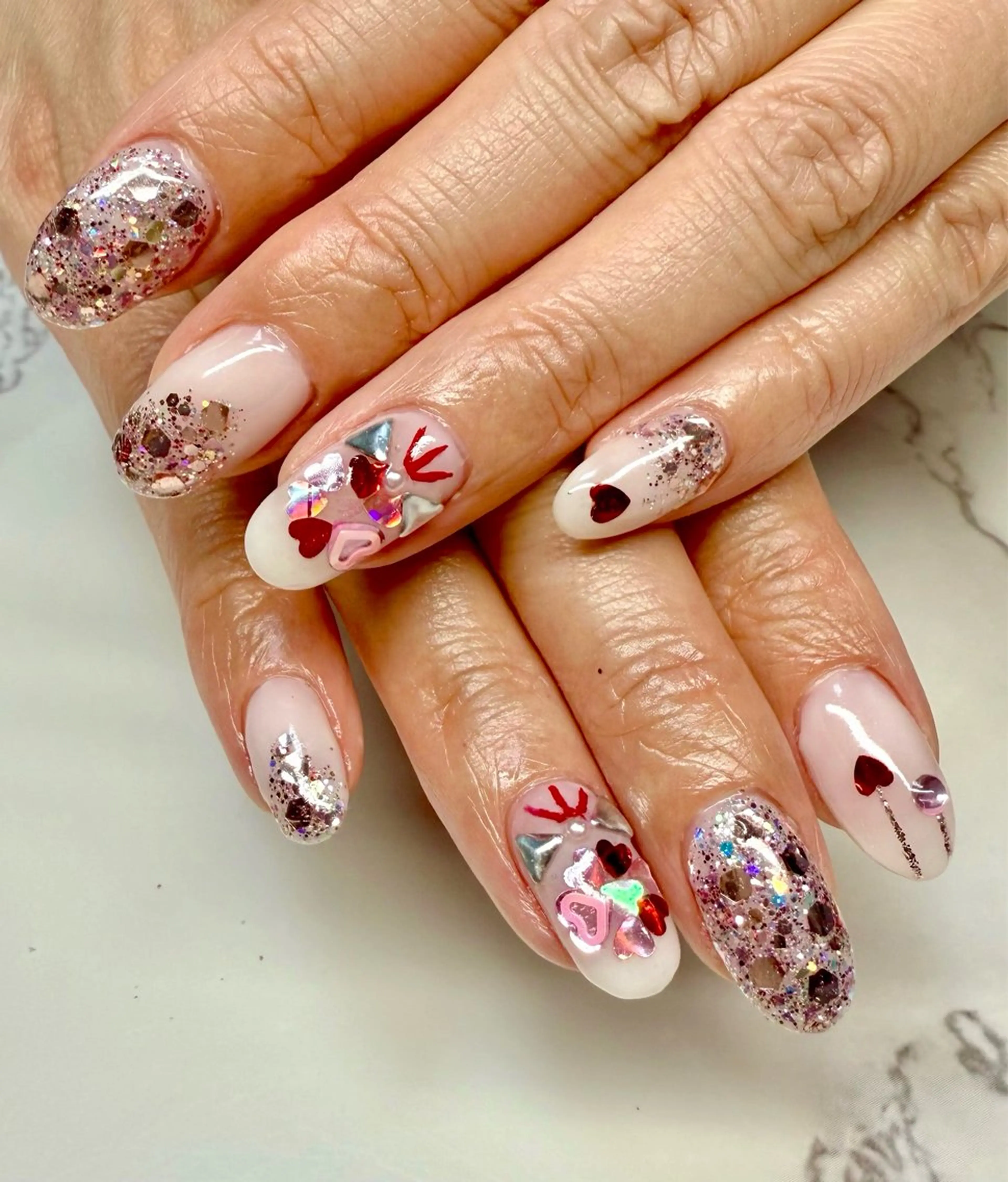 ネイル アートネイル チークネイル フレンチネイル キラキラネイル マグネットネイル M.N_ nailのネイルデザイン