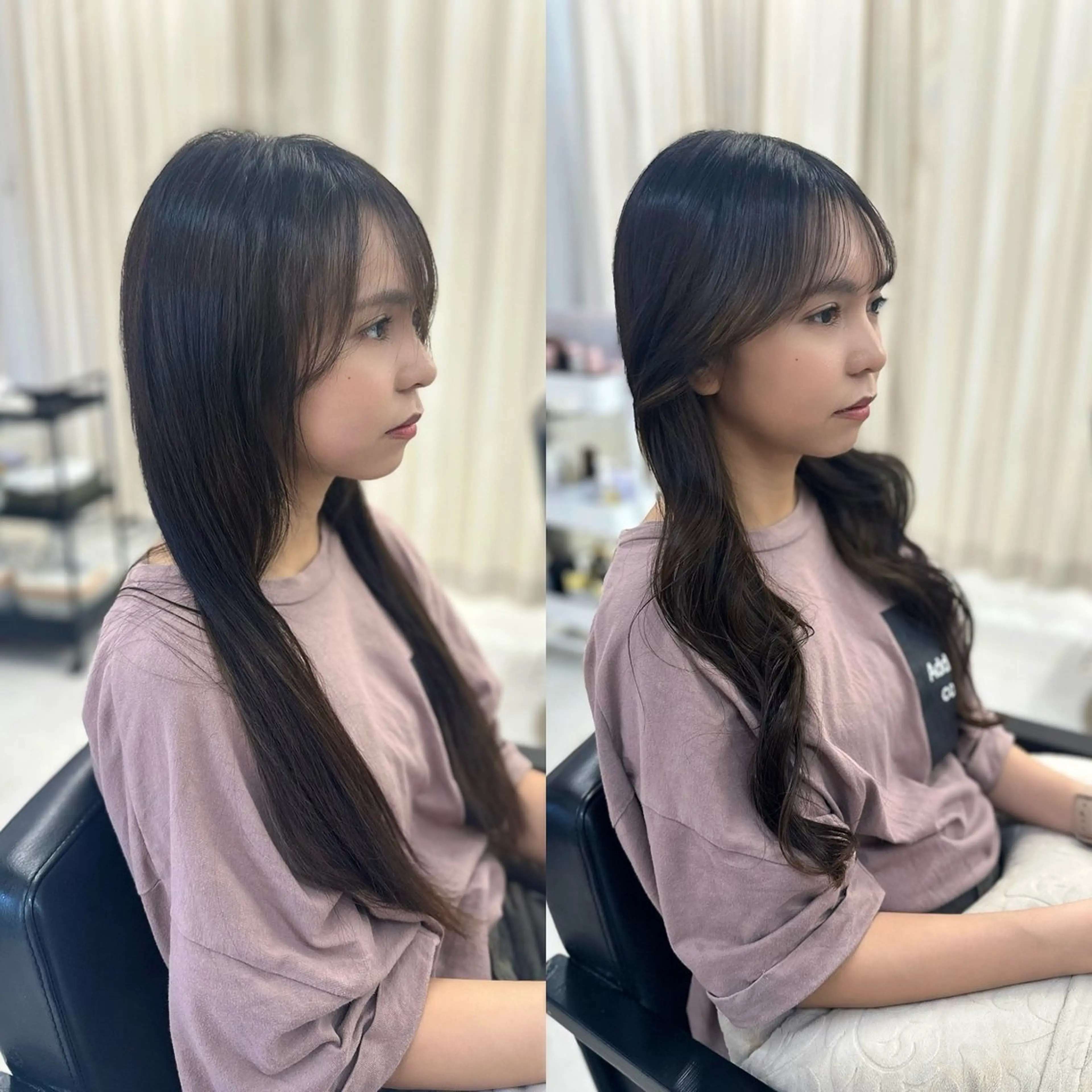 ロング 顔周りカット 山崎結菜 🫧透明感カラーのヘアスタイル