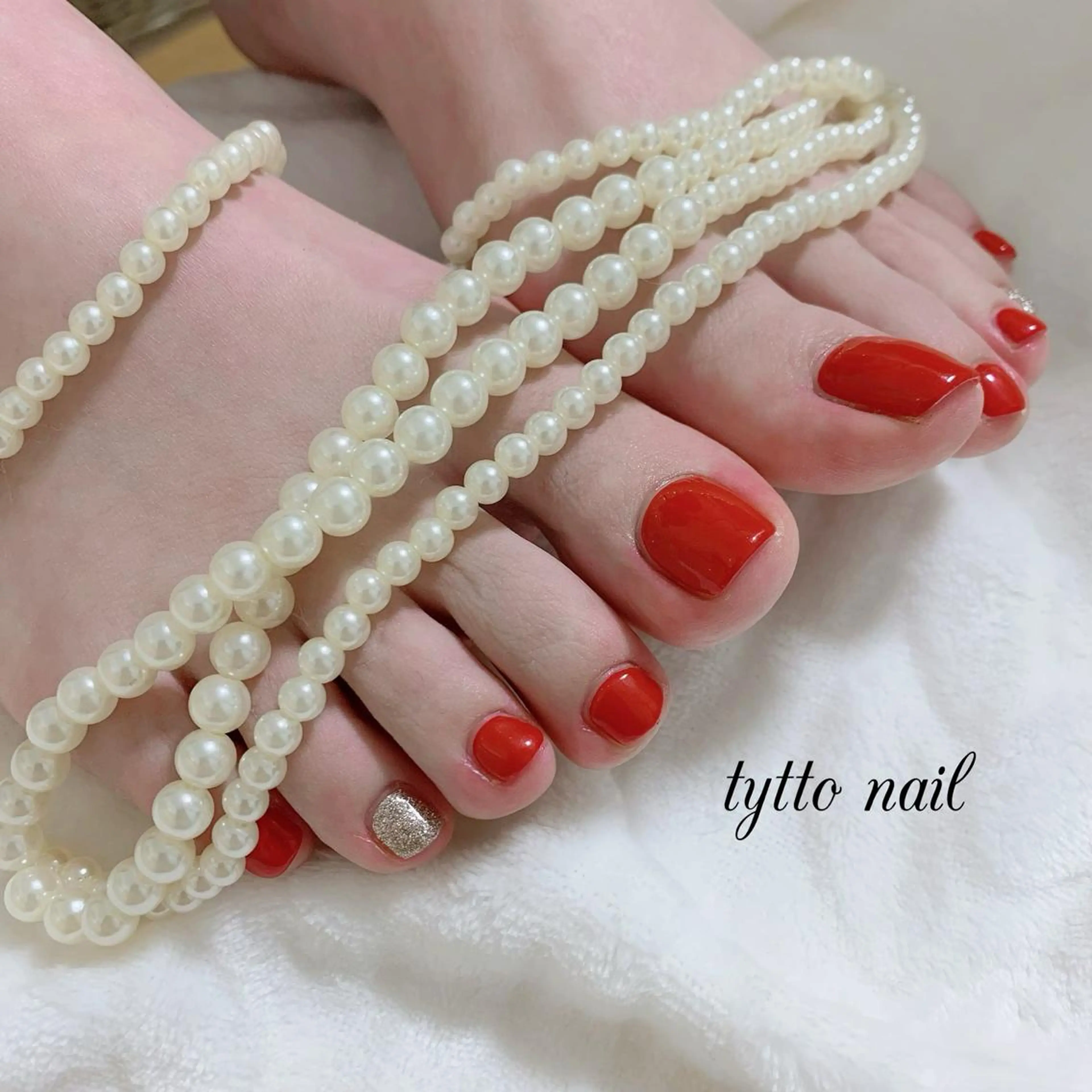 ネイル フットネイル ワンカラーネイル 赤色 夏ネイル フットネイル tytto nail ❤︎‪‪eri‪‪のネイルデザイン
