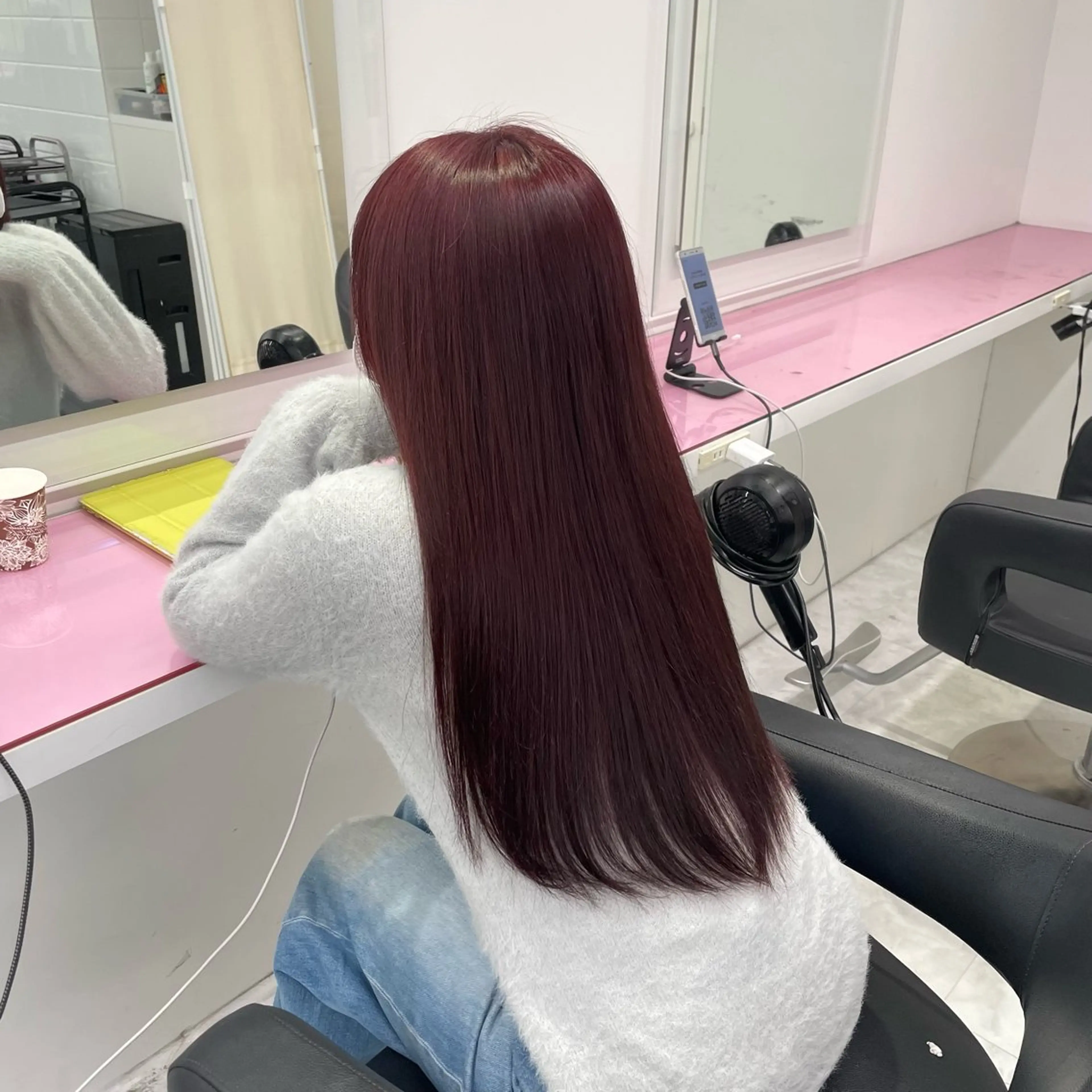 ロング カラー ヘアアレンジ ケアカラー ロング ヘアカラー ヘッドスパ ヘアセット 🩶学生指名No.1 レッド・ボルドー🩶のヘアスタイル