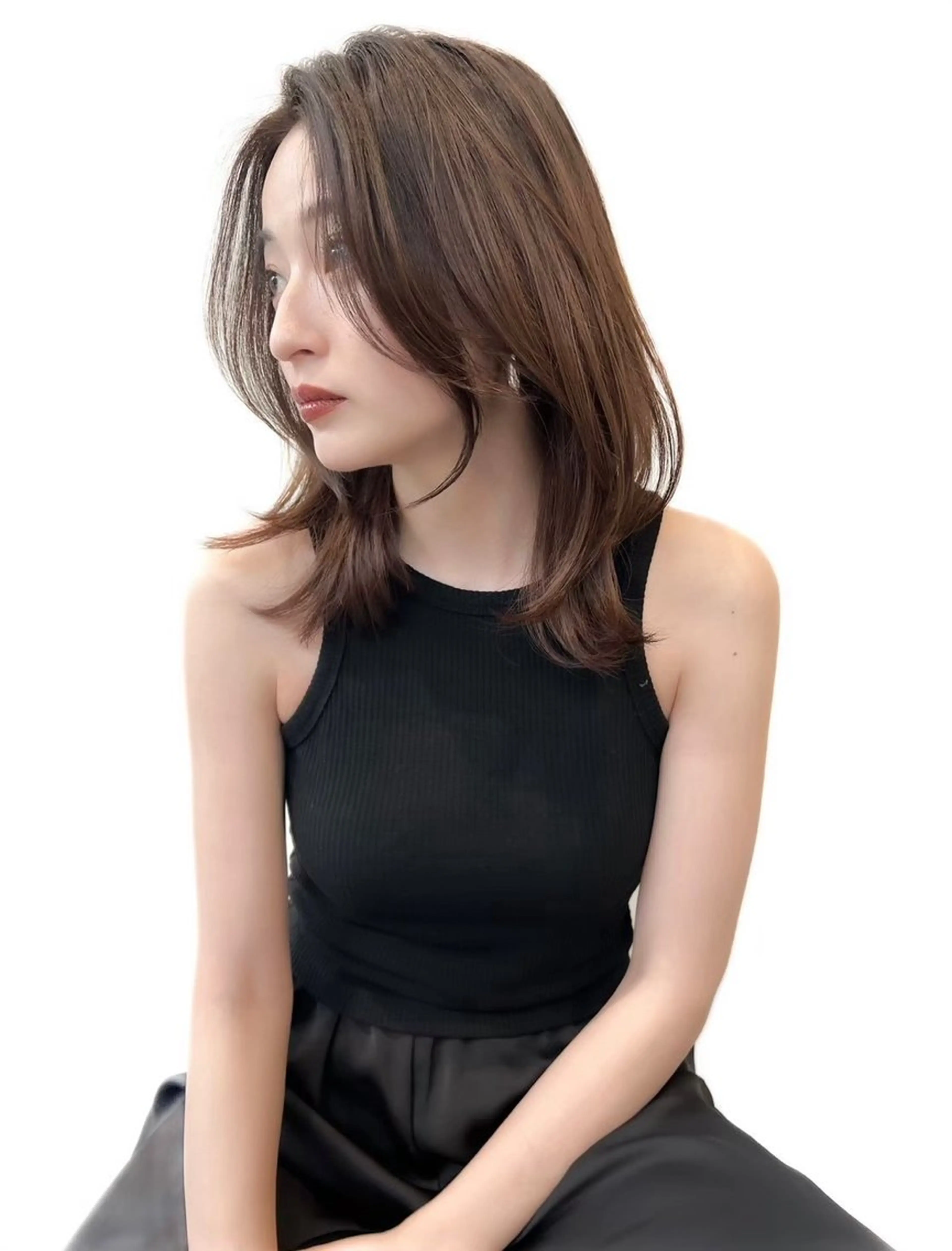 セミロング カラー 🇰🇷韓国レイヤー ハイトーン/暖色のヘアスタイル