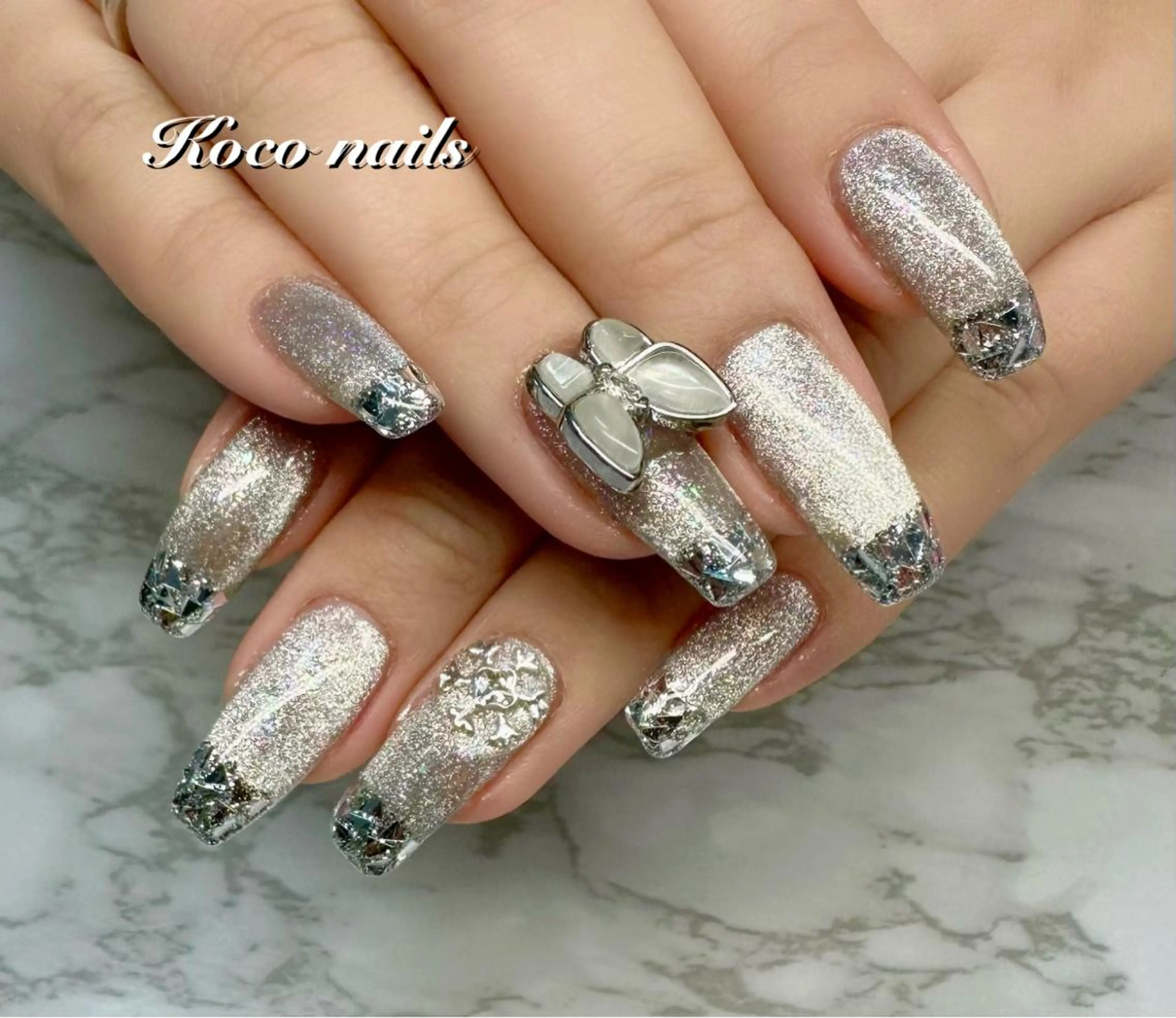 ネイル フレンチネイル ガラスフレンチ マグネットネイル M.N_ nailのネイルデザイン