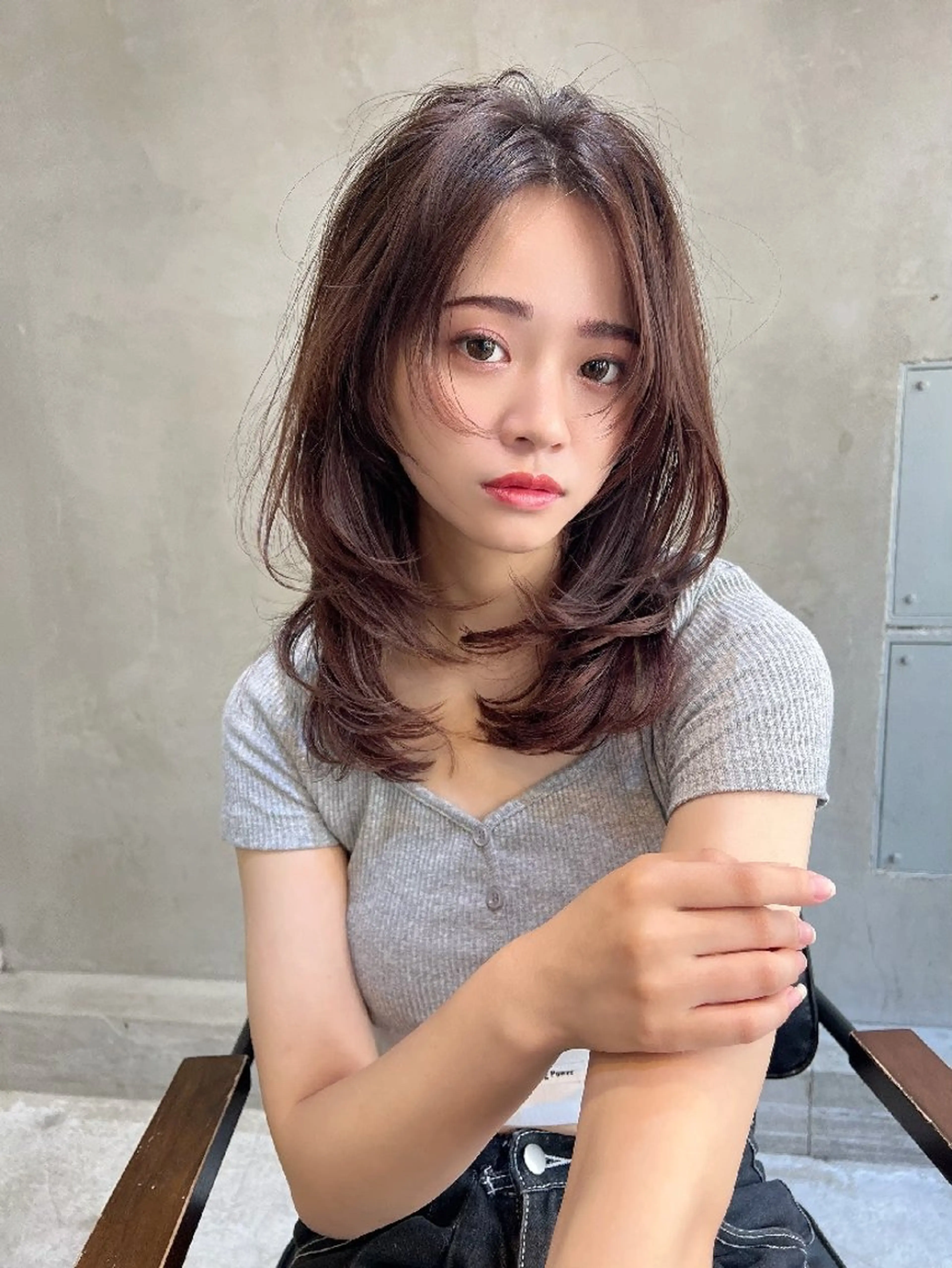 ミディアム カラー カット ヘアカラー トリートメント 髪質改善／レイヤー /柔らかさ/清水のヘアスタイル