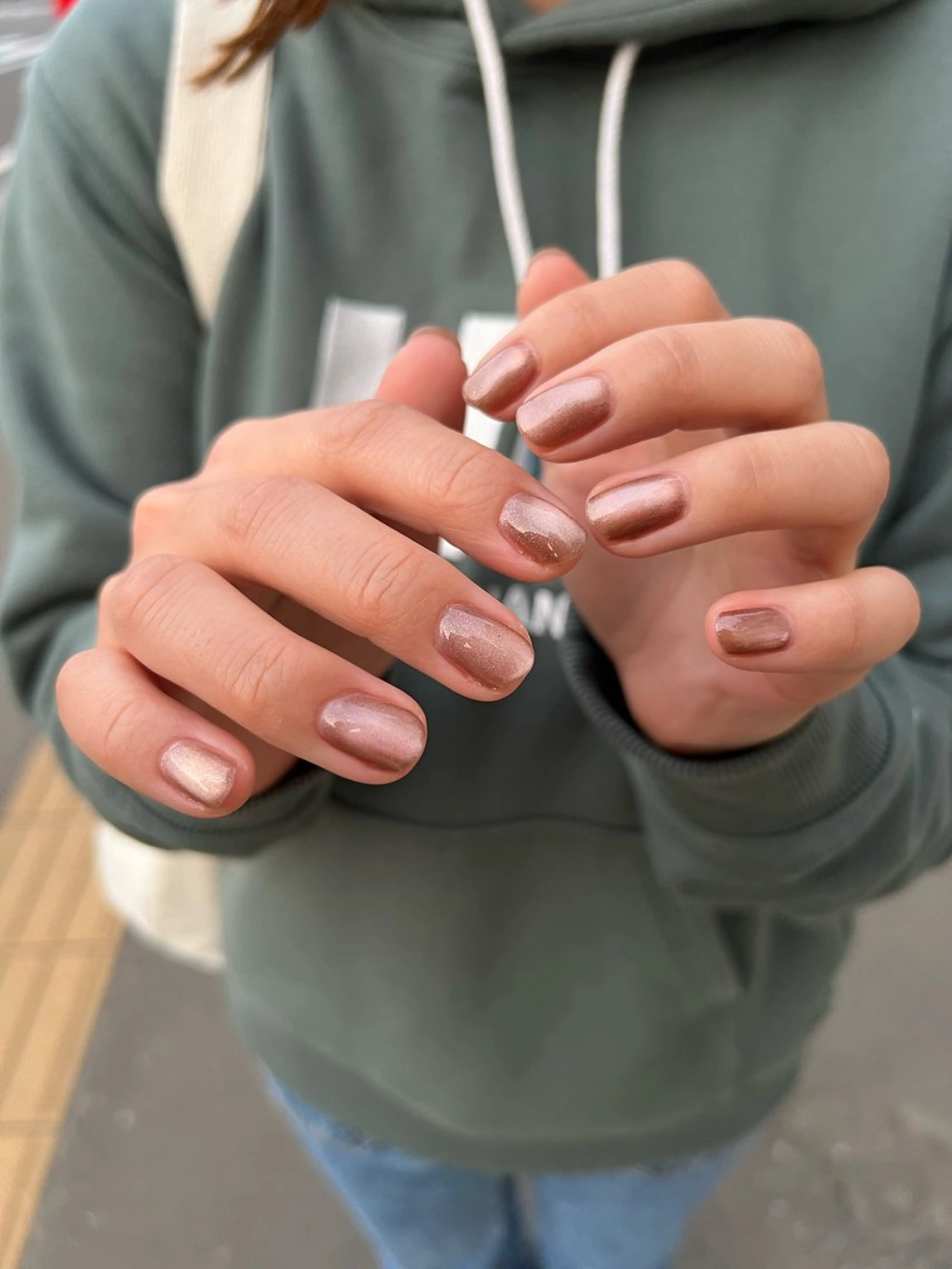 ネイル ブラウン 氷ネイル・うるうるネイル マグネットネイル urun eriのネイルデザイン