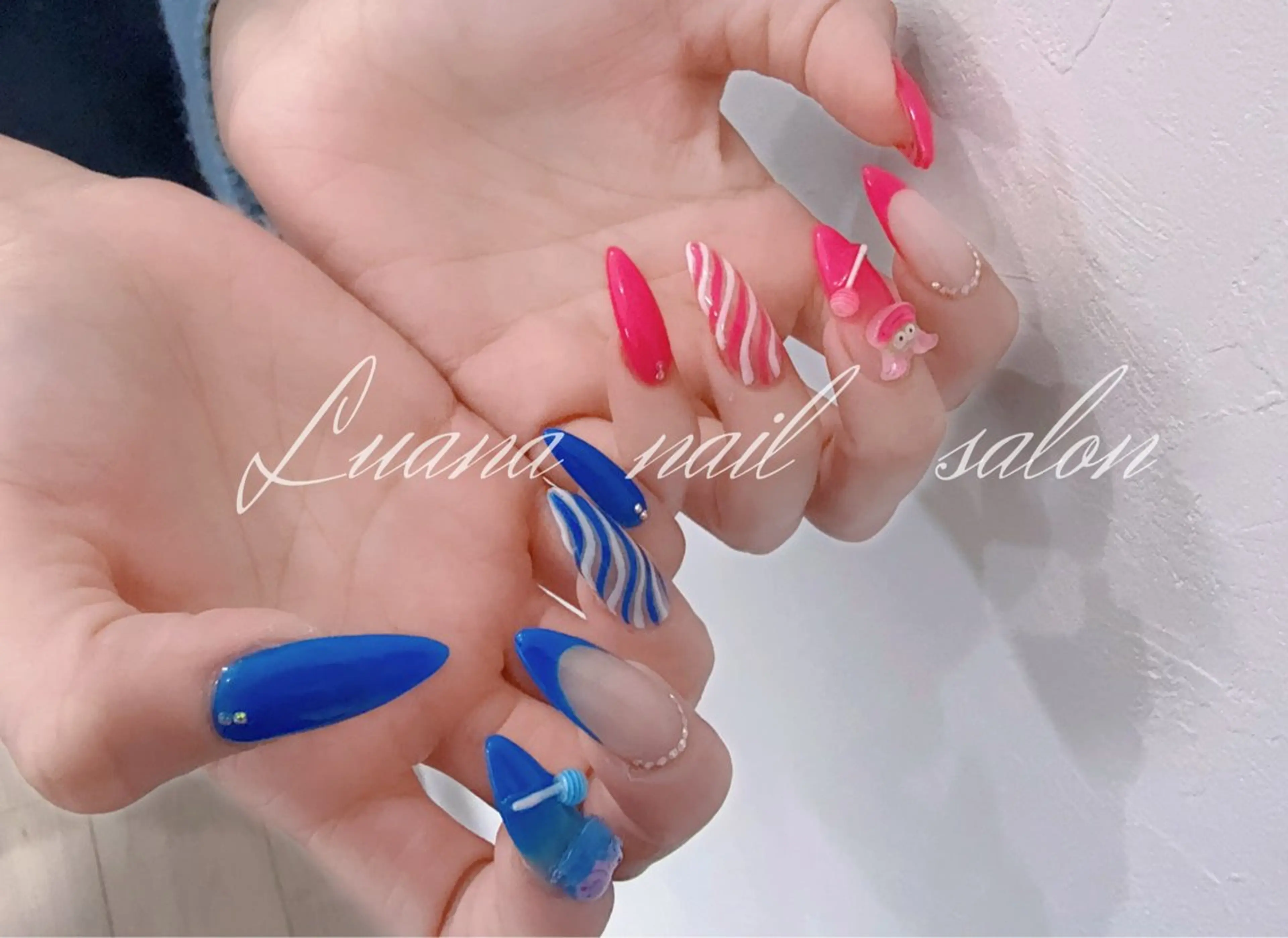 ネイル フラッシュネイル フレンチネイル 韓国ネイル ロングネイル マグネットネイル ハンドネイル ルアナネイルサロン所属・ルアナネイル サロンのネイルデザイン