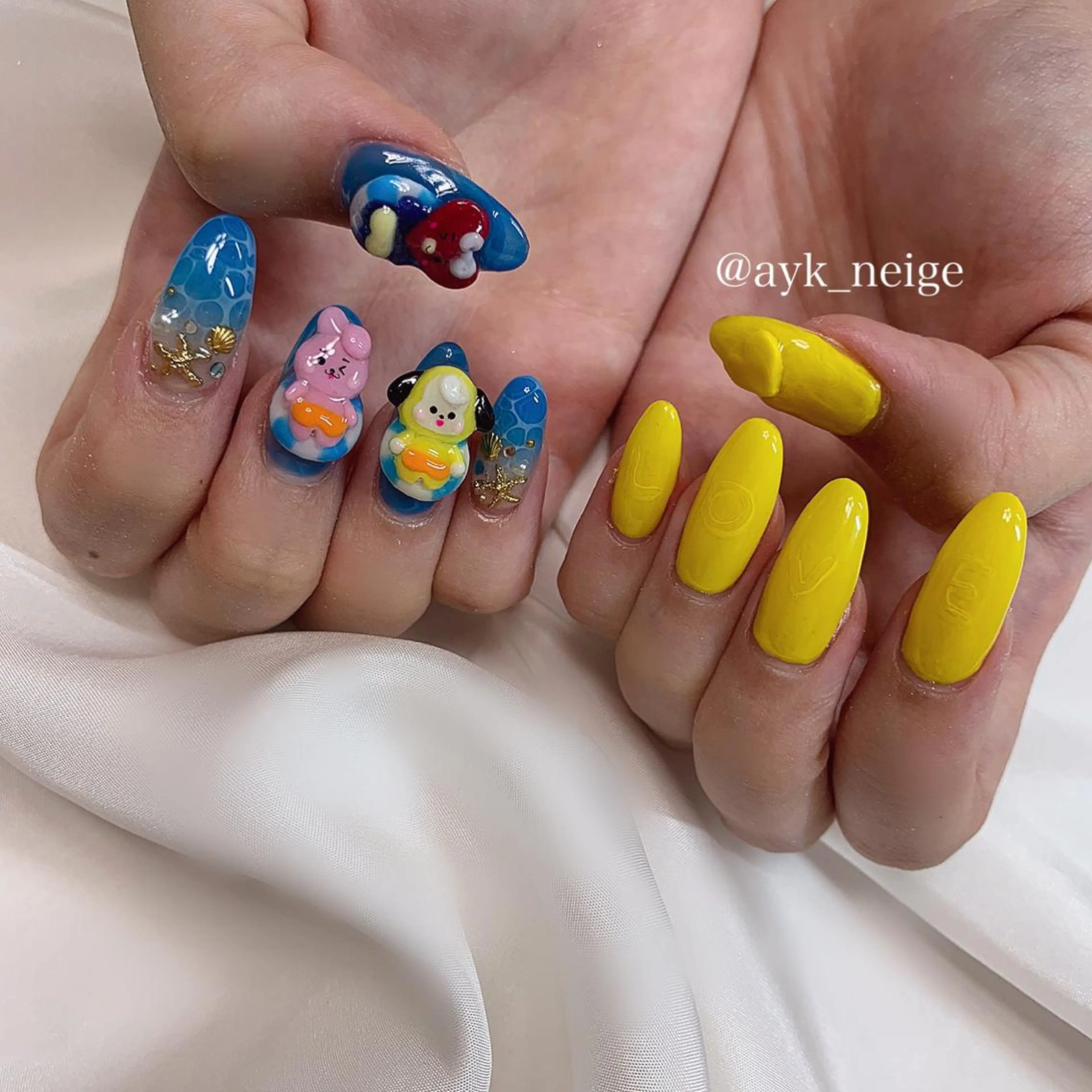 ネイル オーロラネイル フットネイル ハート キラキラネイル 韓国ネイル n'eige nail所属・大谷 綾香のネイルデザイン