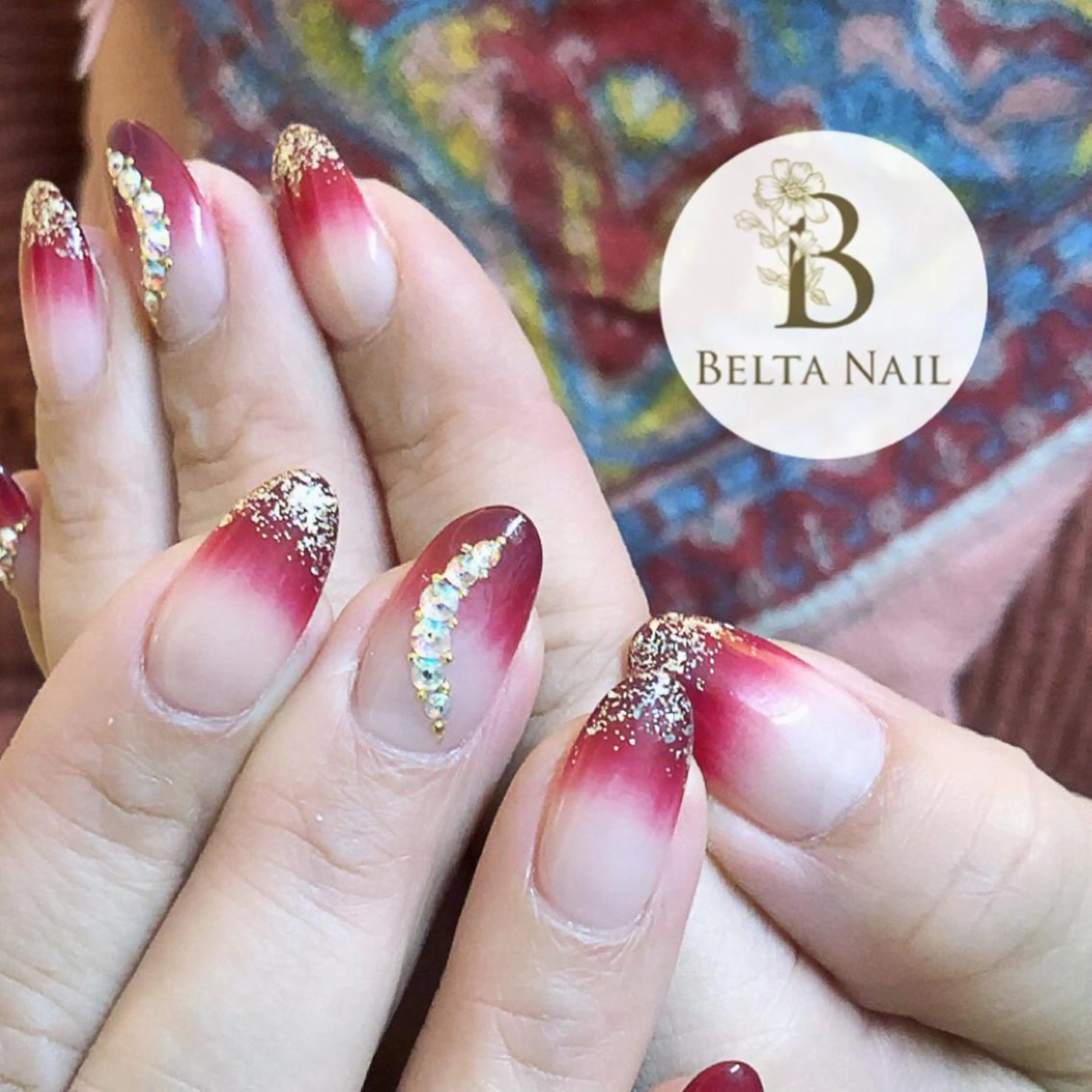 ネイル アートネイル オーロラネイル ボルドー ゴージャス グラデーション ハンドネイル BELTA NAILのネイルデザイン