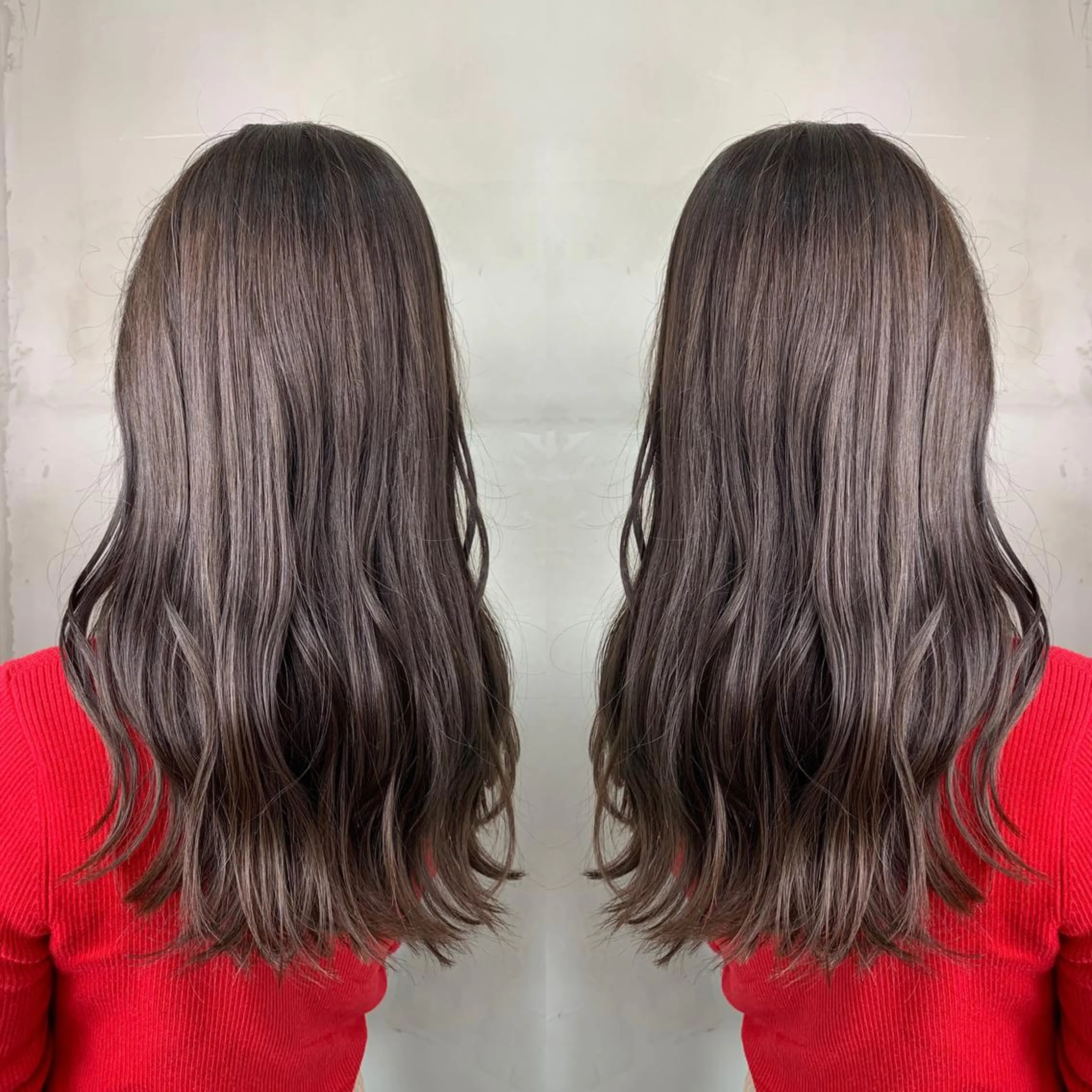 ロング カラー アッシュ バレイヤージュ ベージュカラー ブロンド ブルーカラー カット ヘアカラー トリートメント レイヤーカット/ 艶カラー/RYOMAのヘアスタイル