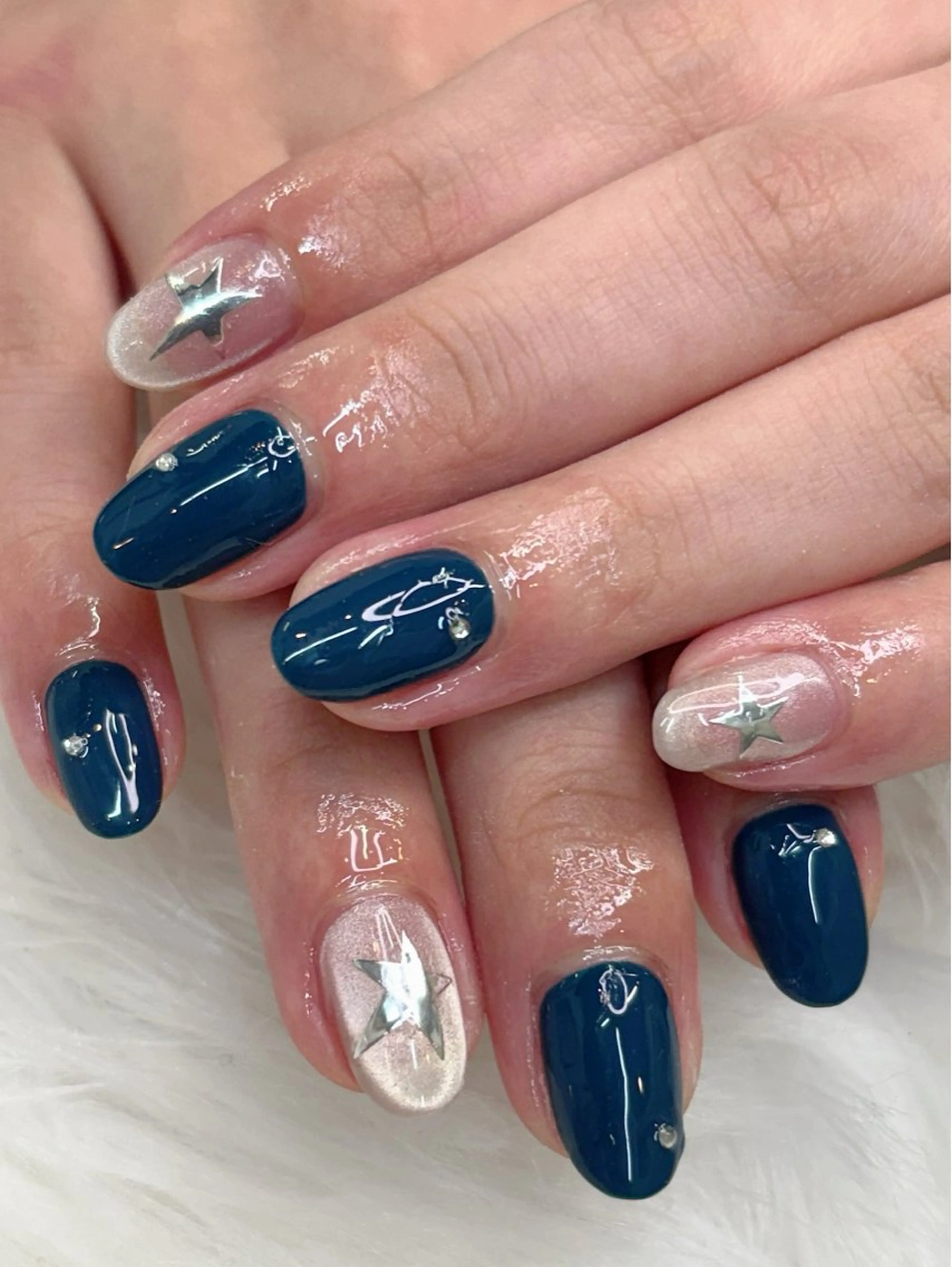 ネイル キラキラネイル ラメ(グリッター) マグネットネイル ネイビー 春ネイル ハンドネイル M Hのその他イメージ