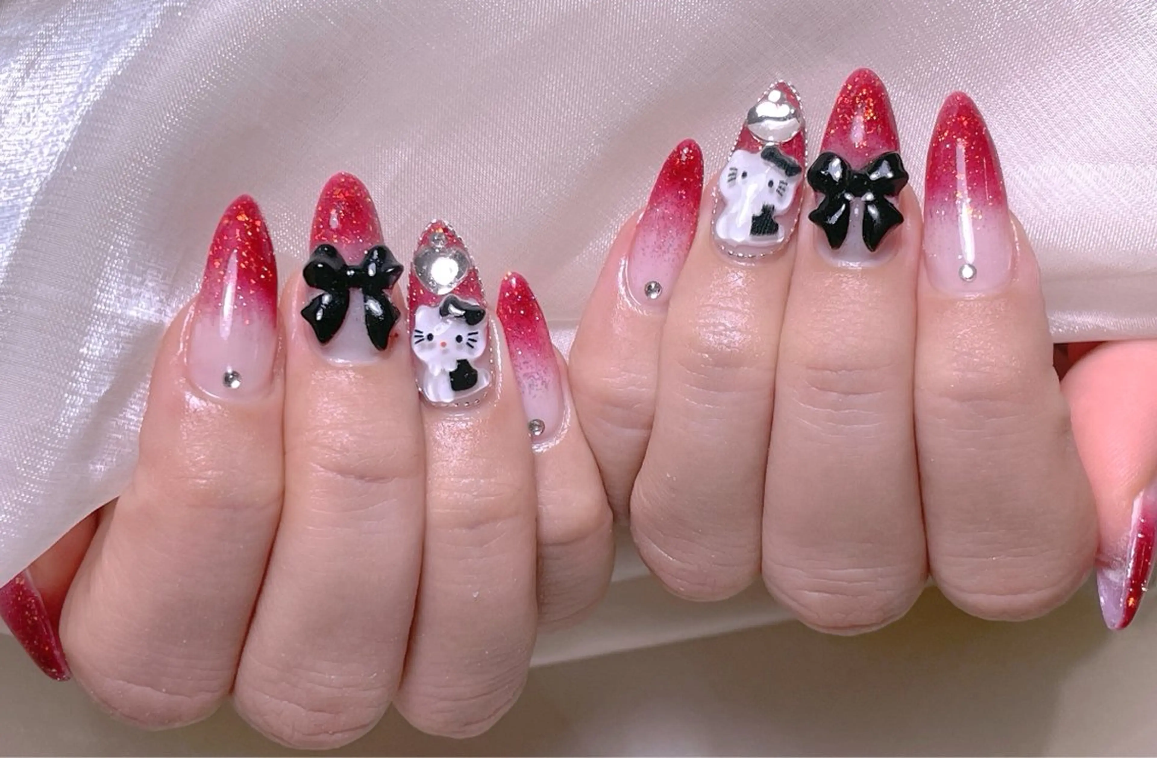 ネイル グラデーション リボン 美爪パラジェル導入店 Sunnilyのネイルデザイン