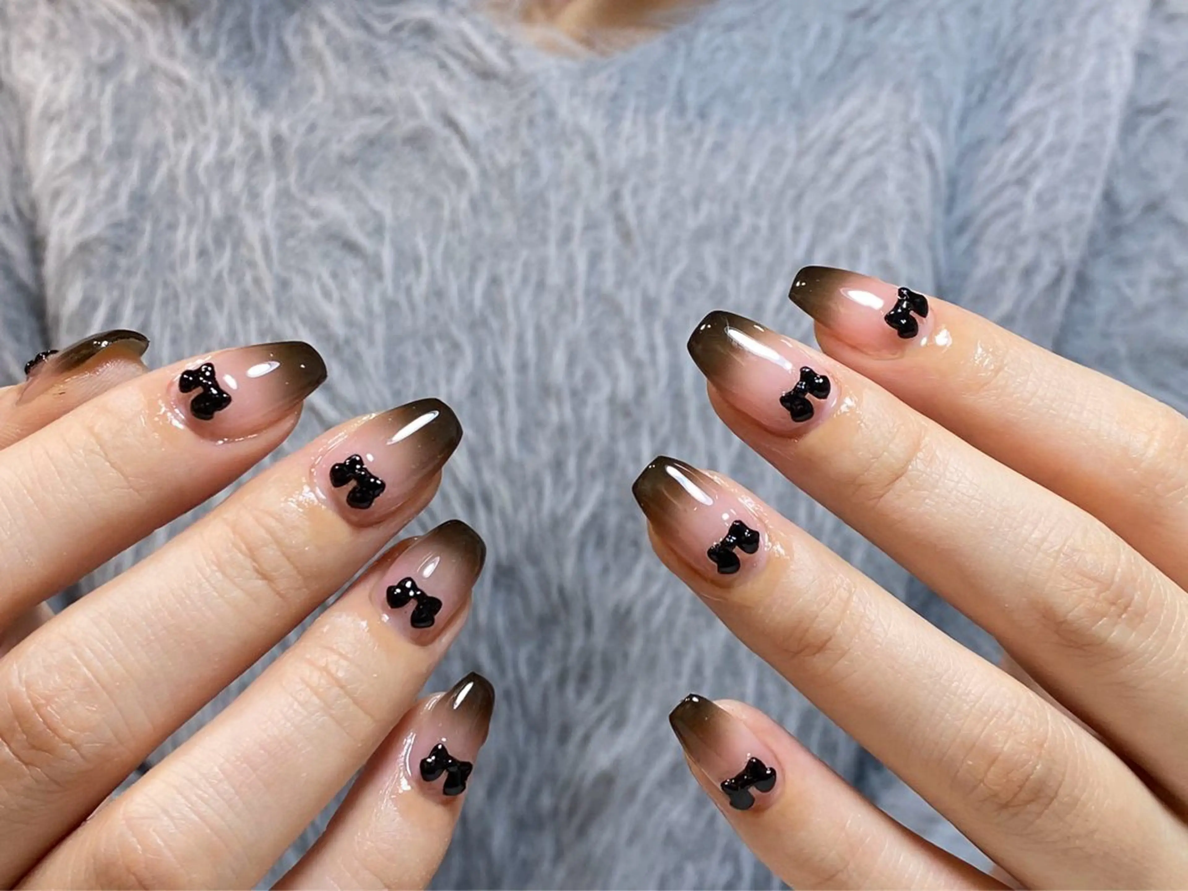 ネイル 韓国ネイル リボン Venusパラジェル 長さだし専門店のネイルデザイン