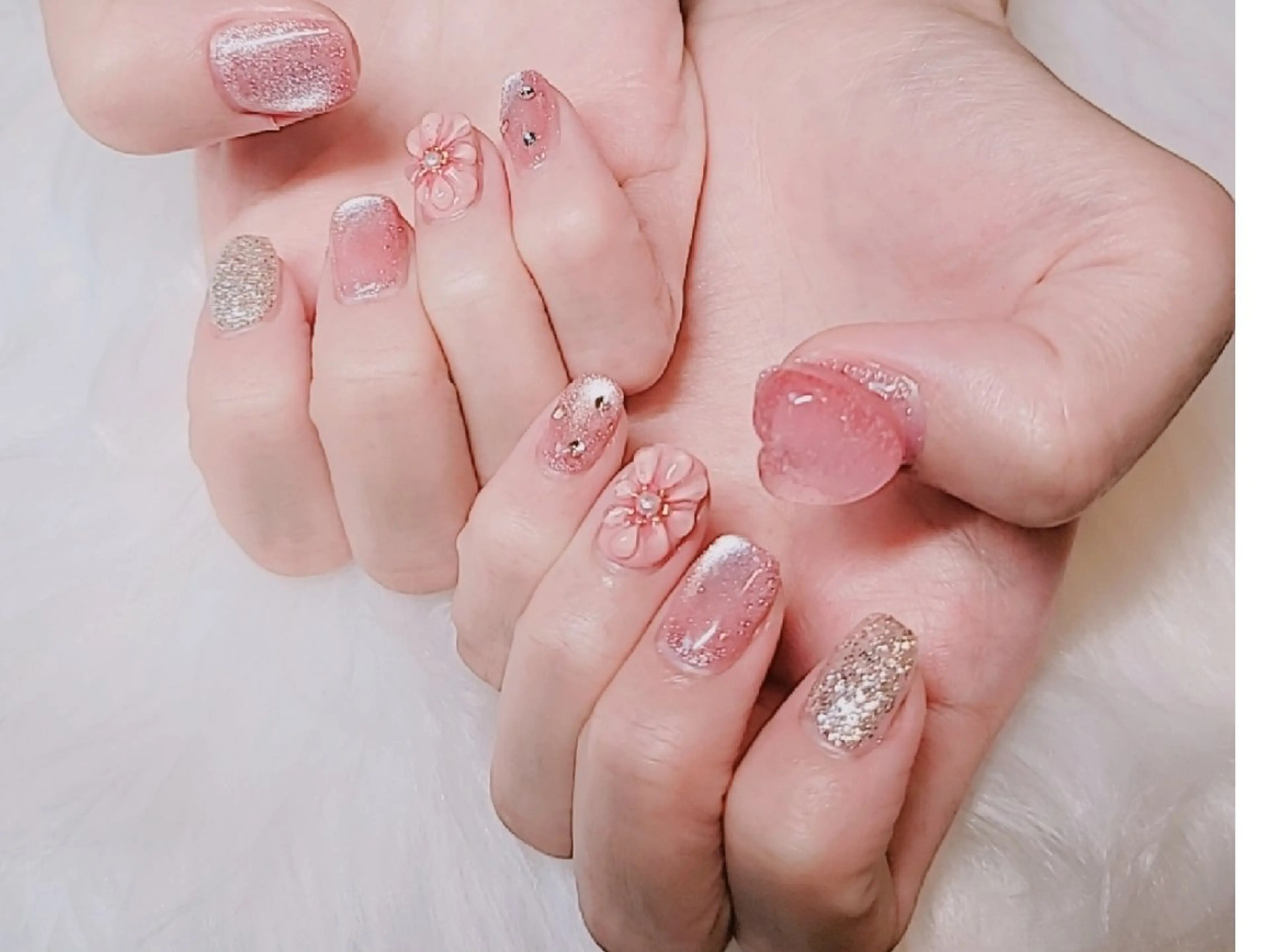 ネイル ハート ハンドネイル Salon-NAKO 🐷shirai🐷のネイルデザイン