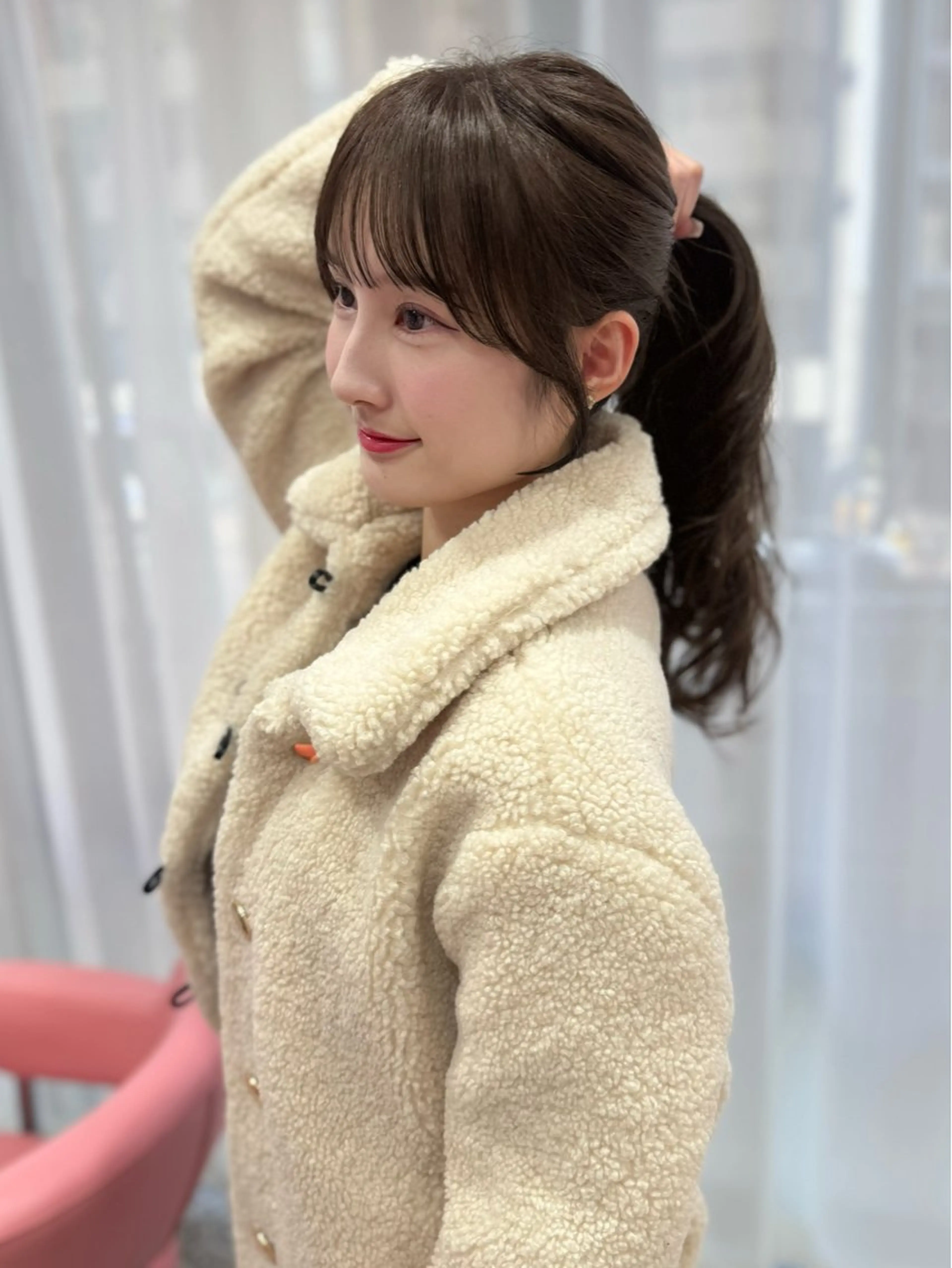 ミディアム 顔周りカット 韓国風ヘア レイヤーカット カット ヘアカラー REINA𓍯/ 透明感カラー/顔周りのヘアスタイル