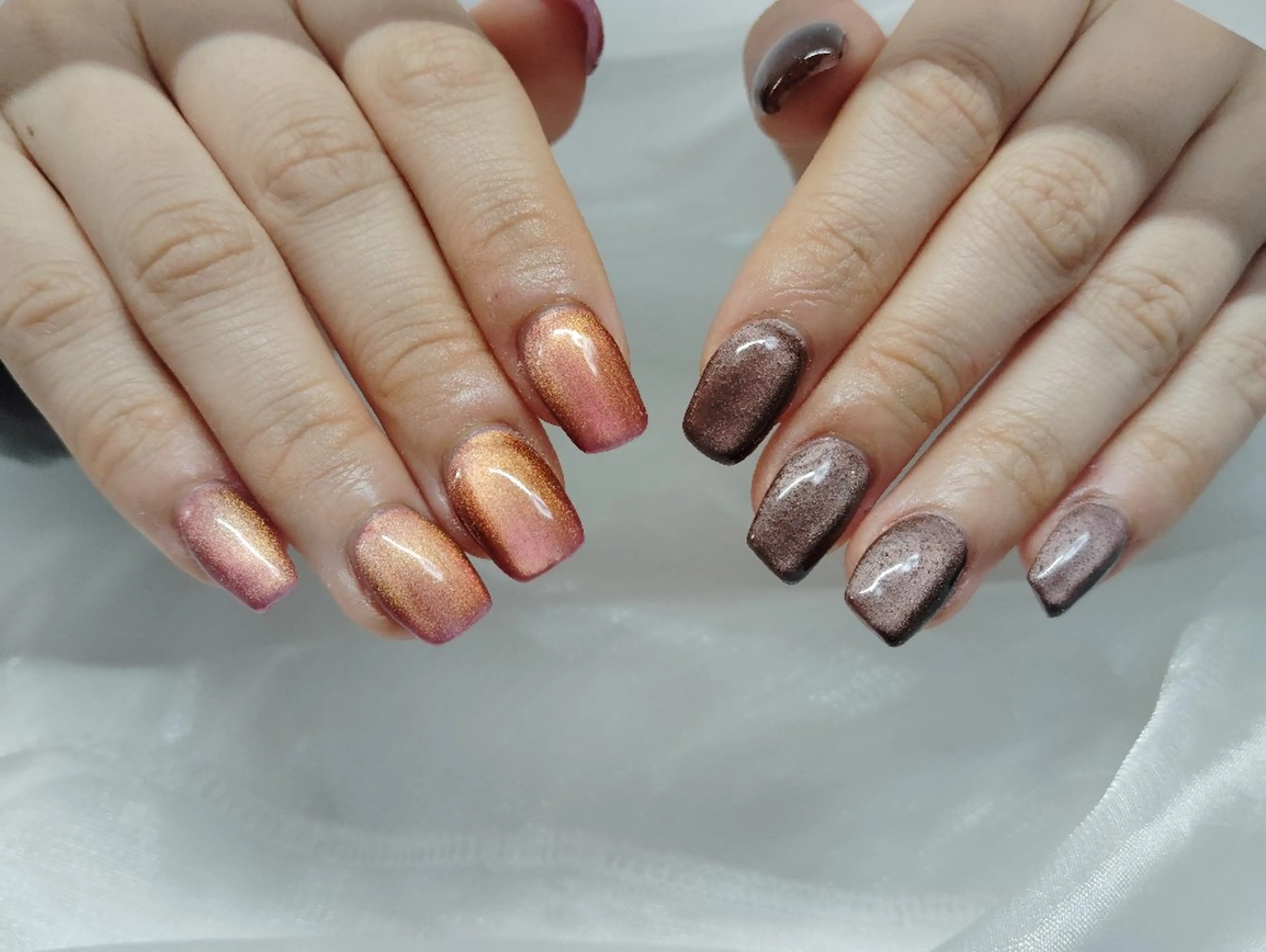 ネイル アートネイル オーロラネイル 長さ出し ガーリー キラキラネイル Fanfan  長さ出し専門のネイルデザイン