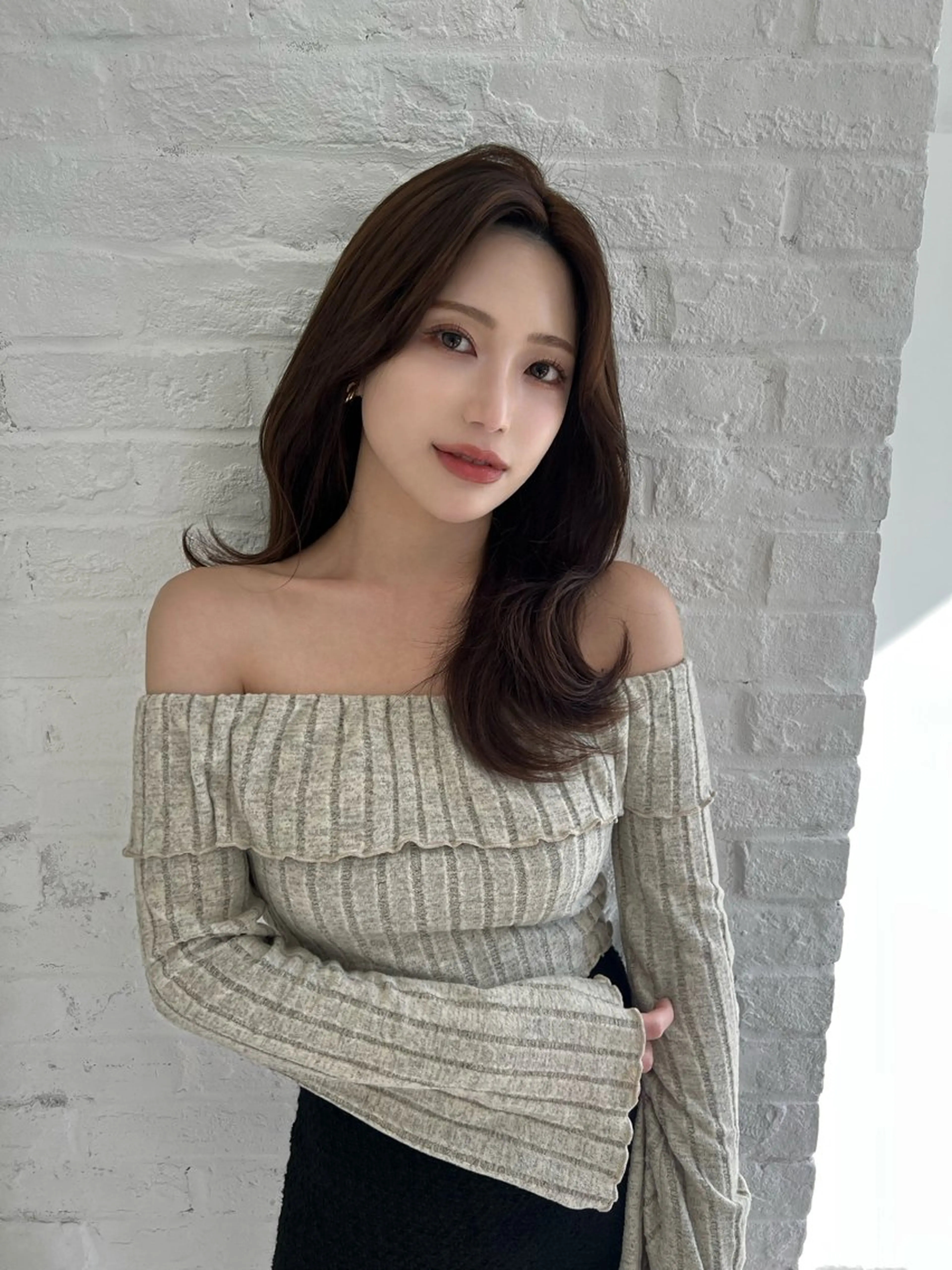 セミロング カラー 韓国ヘア♡ 顔まわりカットayaのヘアスタイル