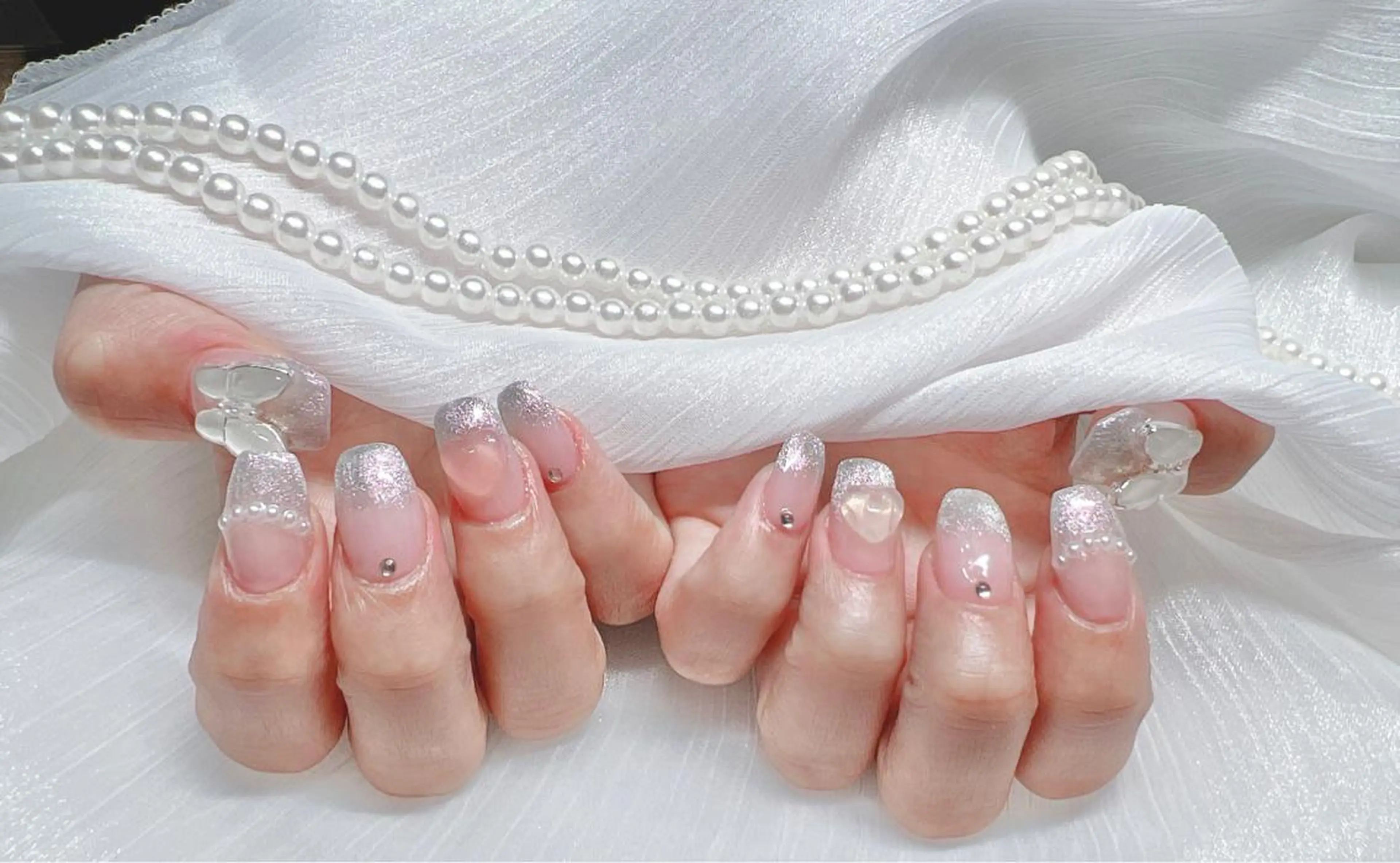 ネイル フレンチネイル マグネットネイル マグネットフレンチ ハンドネイル Melody メロディのネイルデザイン