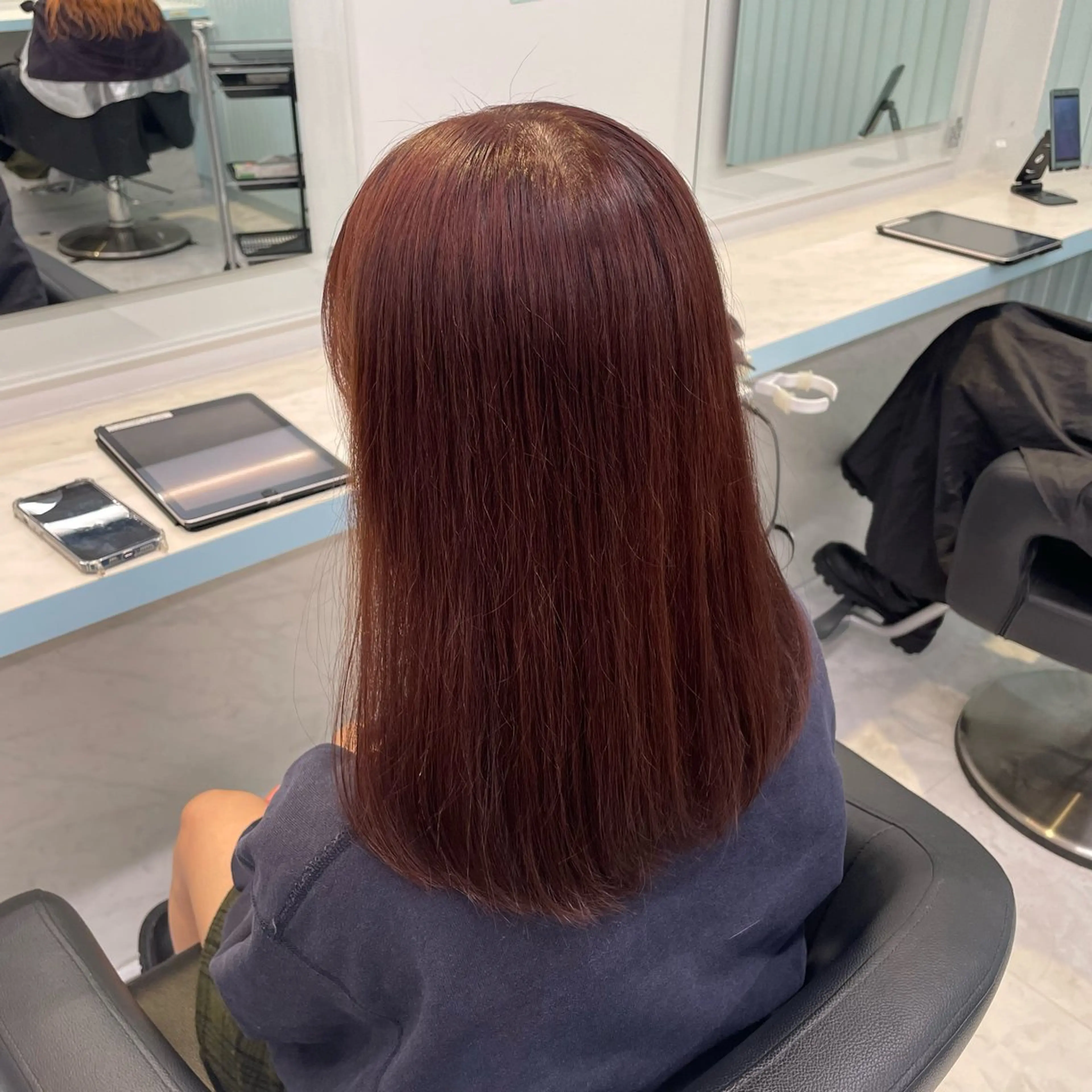 セミロング カラー ヘアアレンジ ブリーチ ダブルカラー ブリーチなしカラー 髪質改善 トリートメント 🍒♡艶髪暖色カラー saaya♡🍒のヘアスタイル