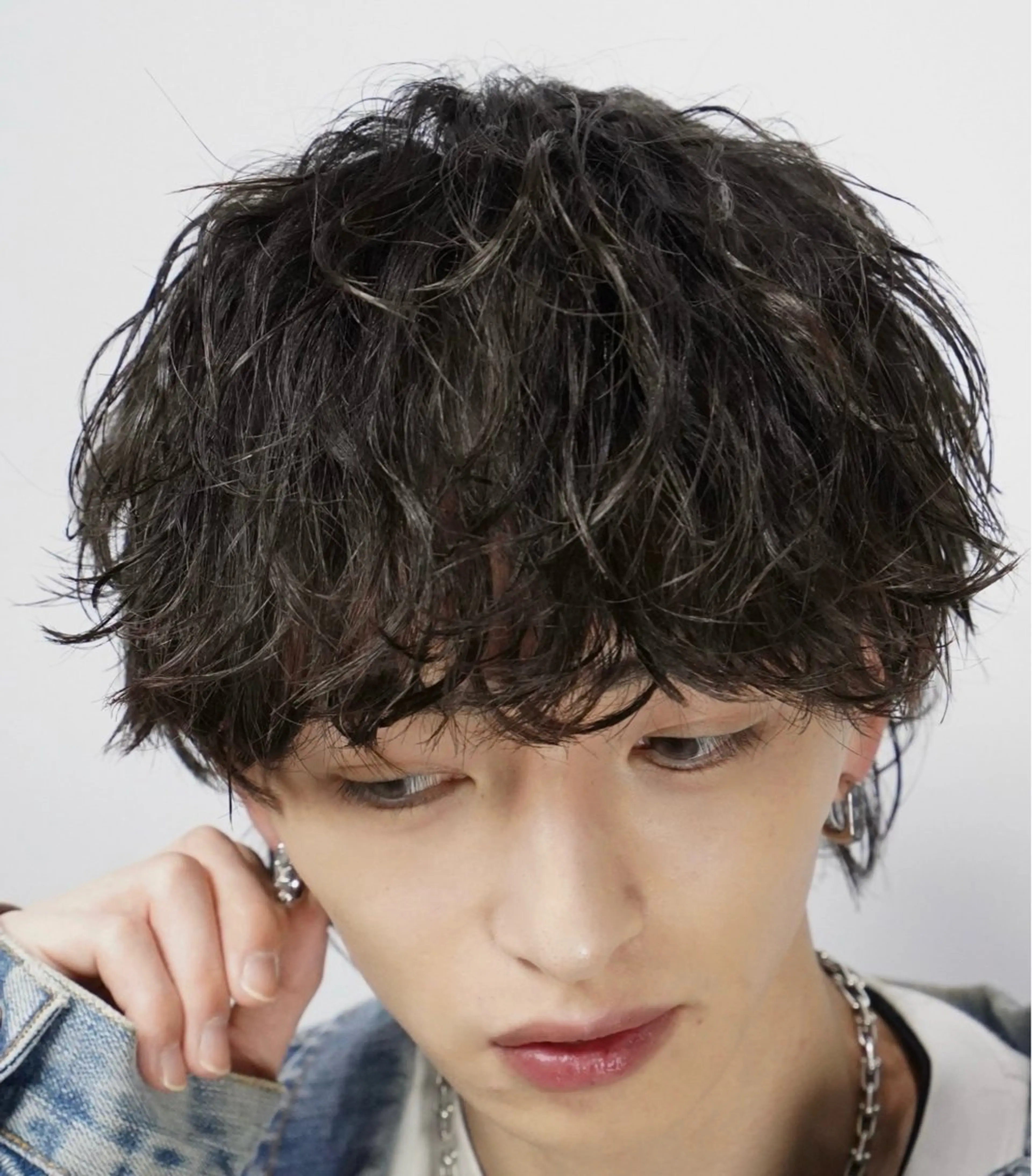 ミディアム パーマ メンズ カット パーマ かずき 💈毛流れ💈のヘアスタイル