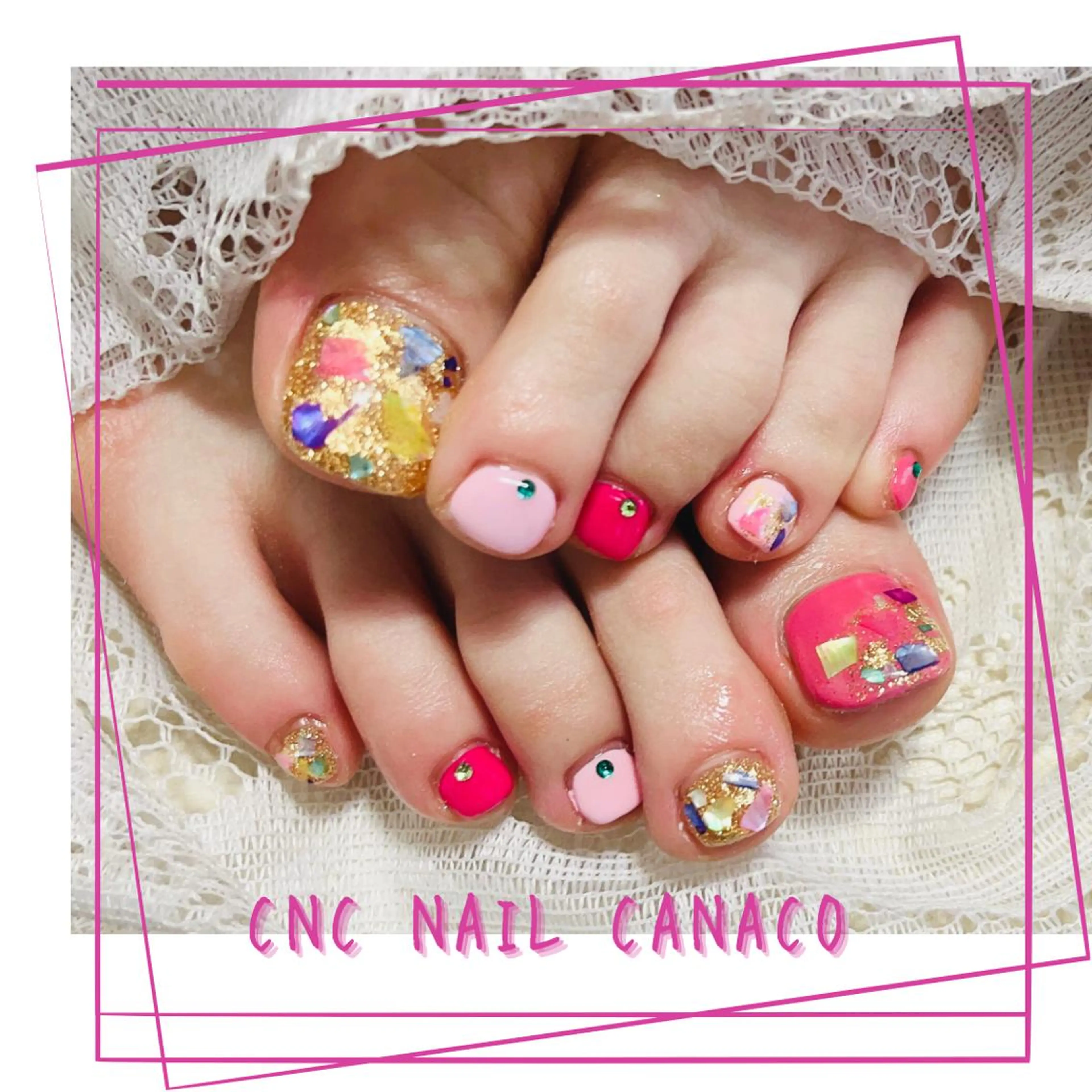 ネイル アートネイル フットネイル ジェルネイル 持ち込み ストーンネイル Felice所属・ベテランネイル cnc  nailのネイルデザイン